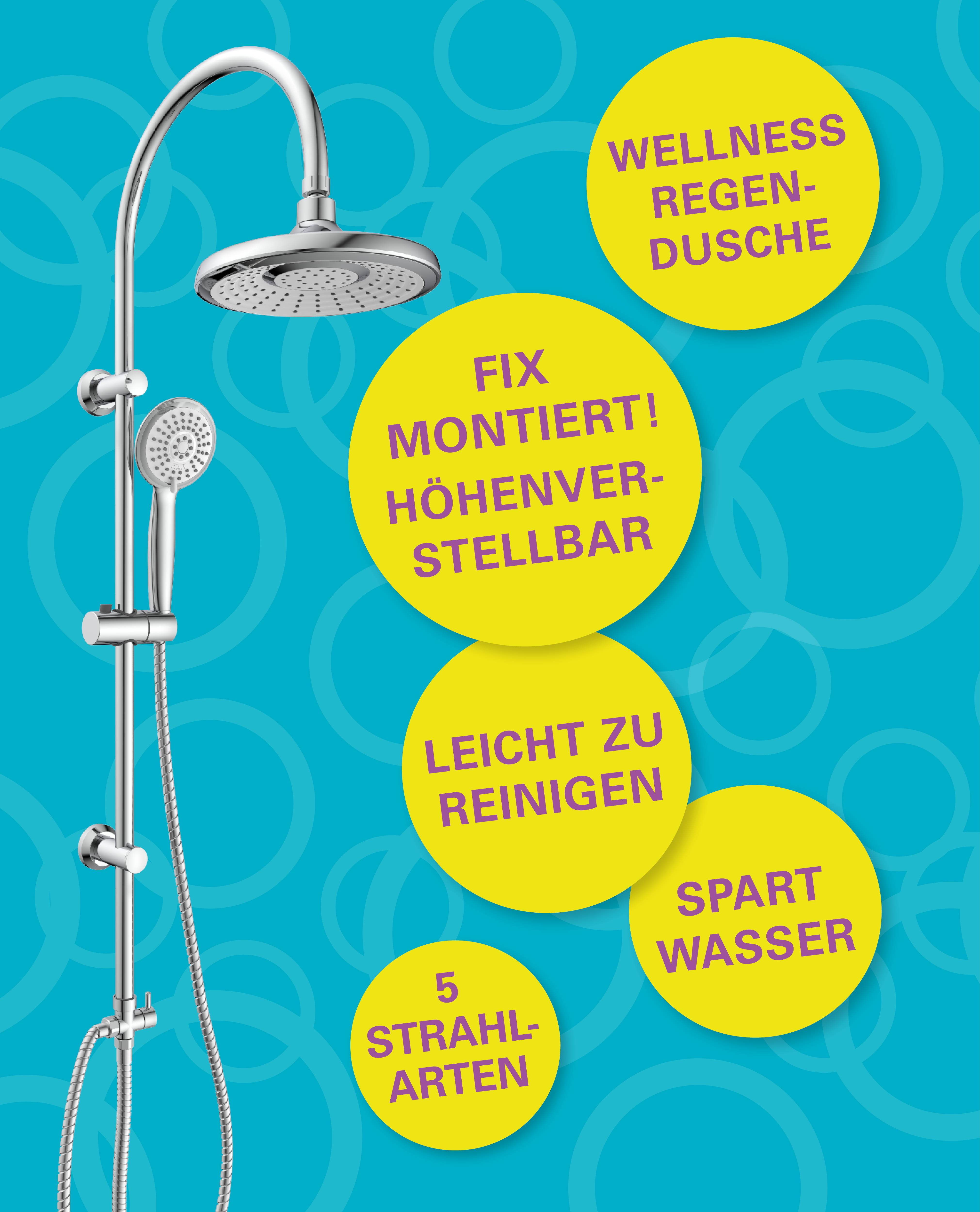 SOMMERREGEN Überkopfbrause-Set, Chrom