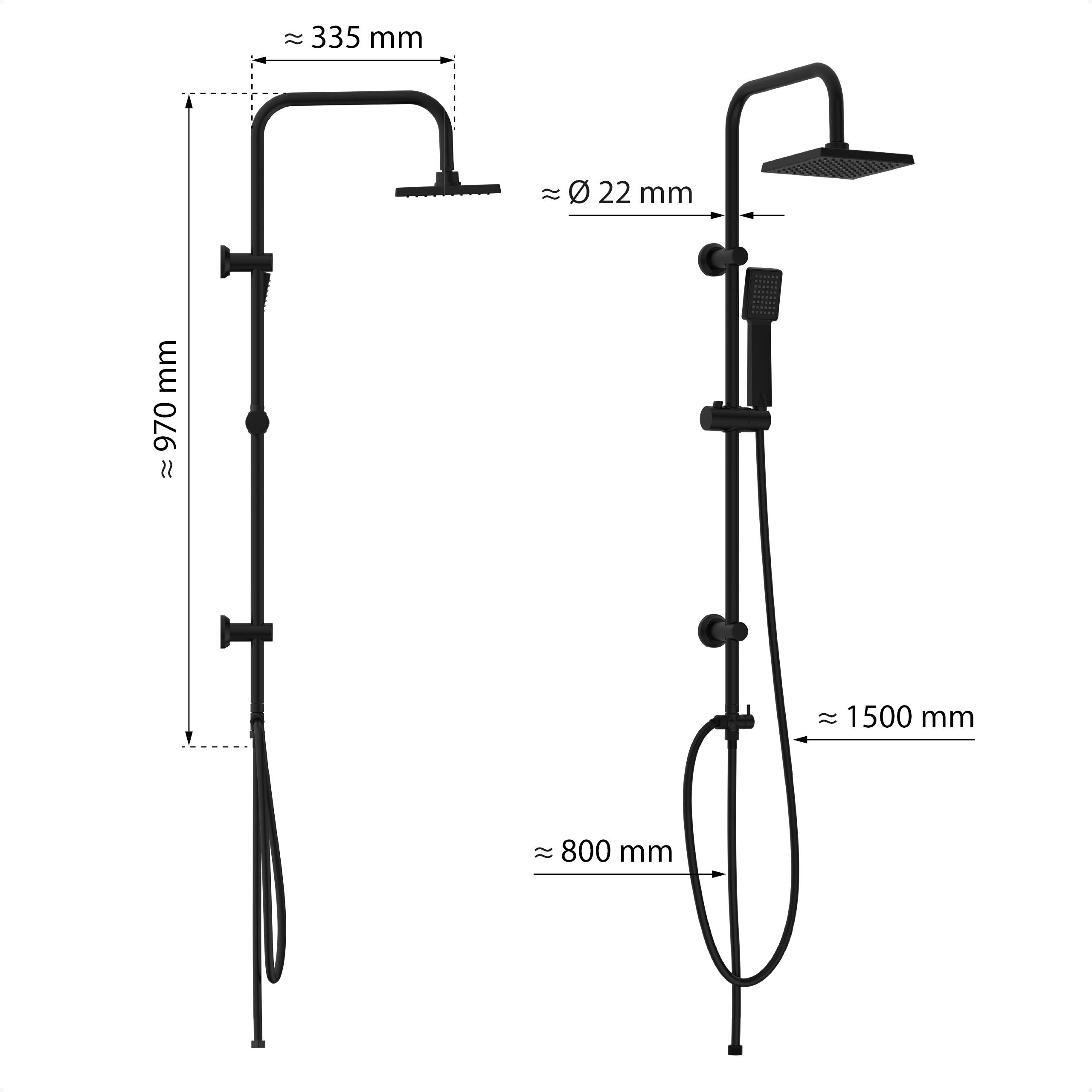 EASY ENERGY Überkopfbrause-Set, Schwarz matt