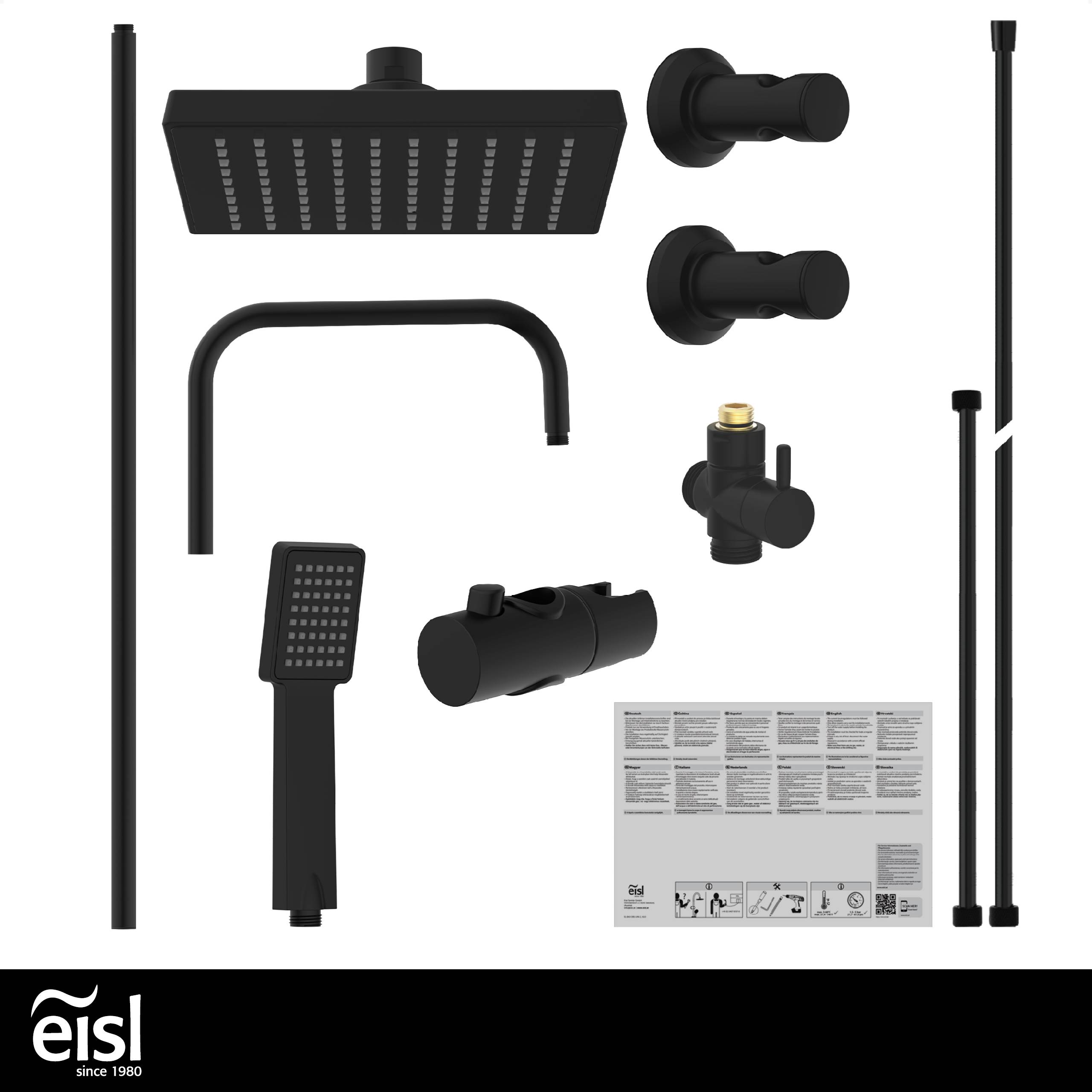 EASY ENERGY Überkopfbrause-Set, Schwarz matt