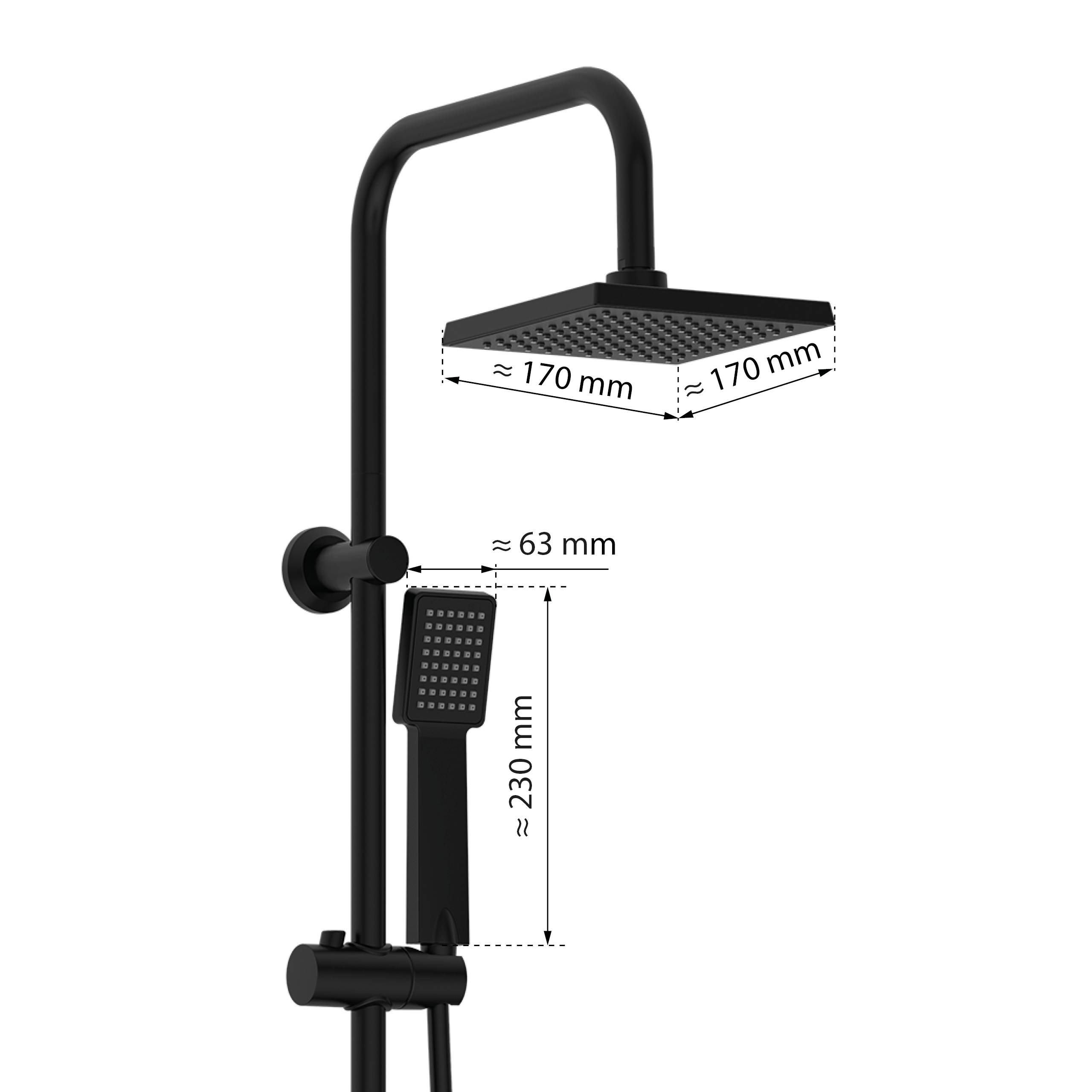 EASY ENERGY Überkopfbrause-Set, Schwarz matt