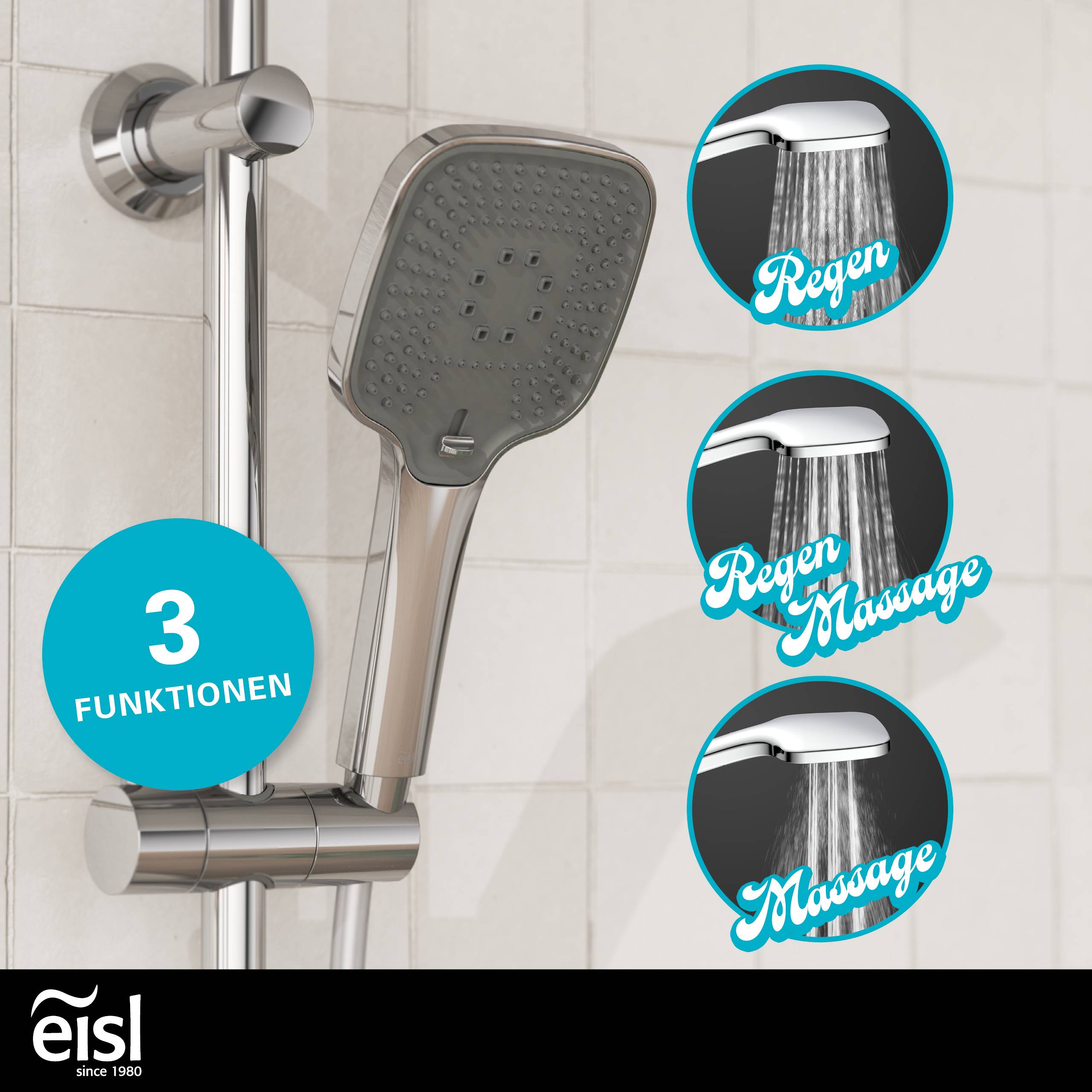 EASY DELUXE Überkopfbrause-Set, Chrom