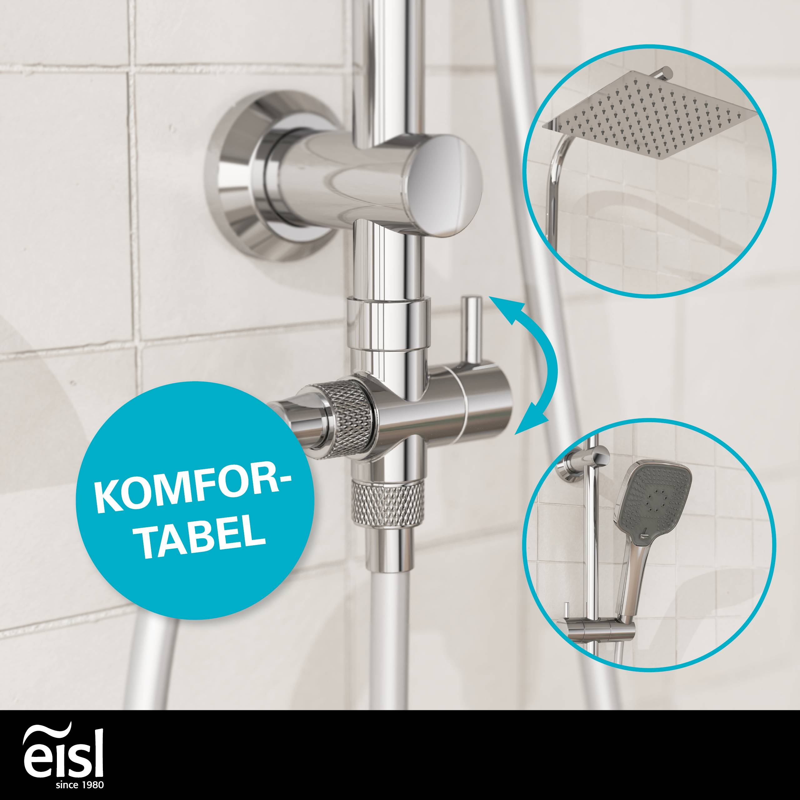 EASY DELUXE Überkopfbrause-Set, Chrom