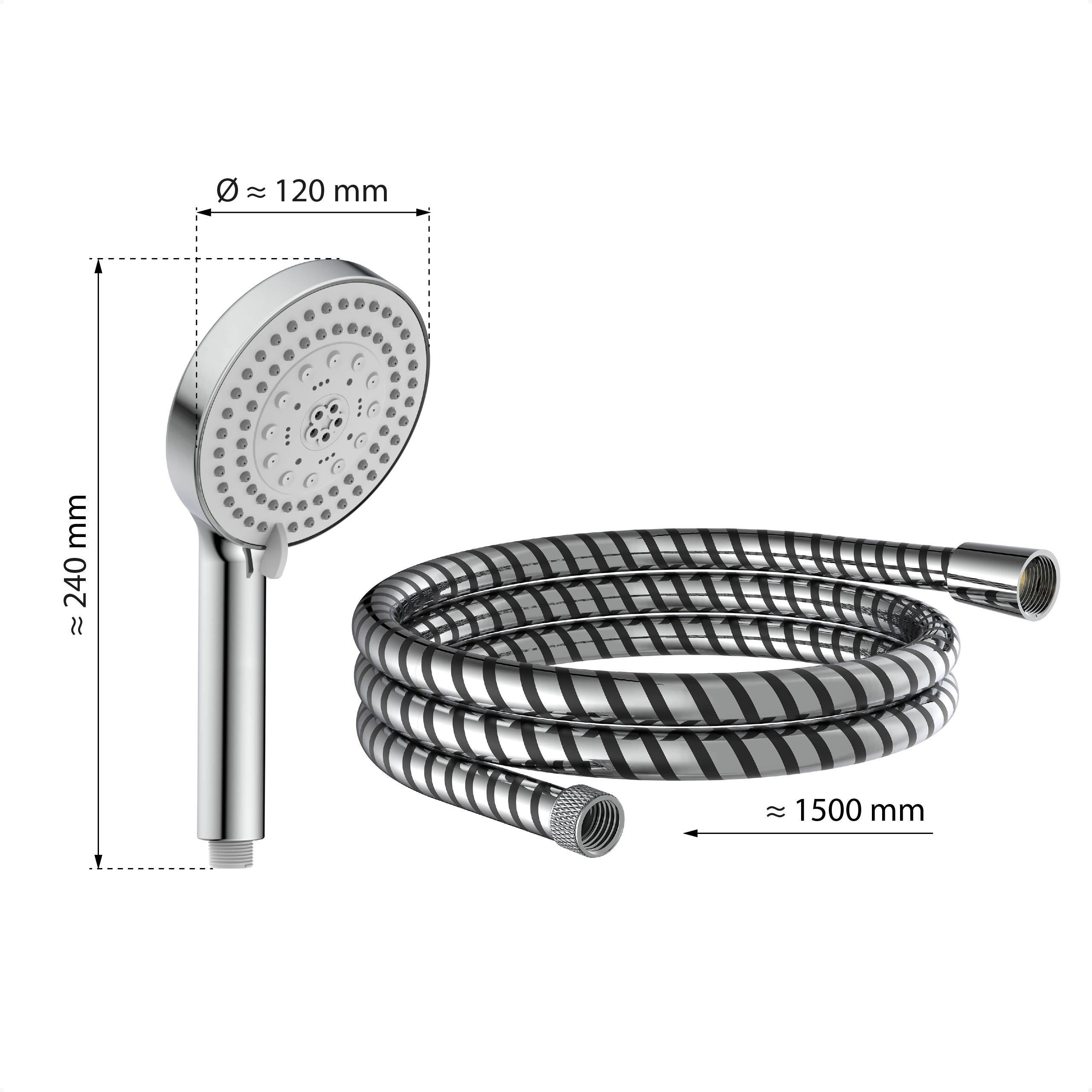 PARMA Handbrause-Set, Chrom/Schwarz