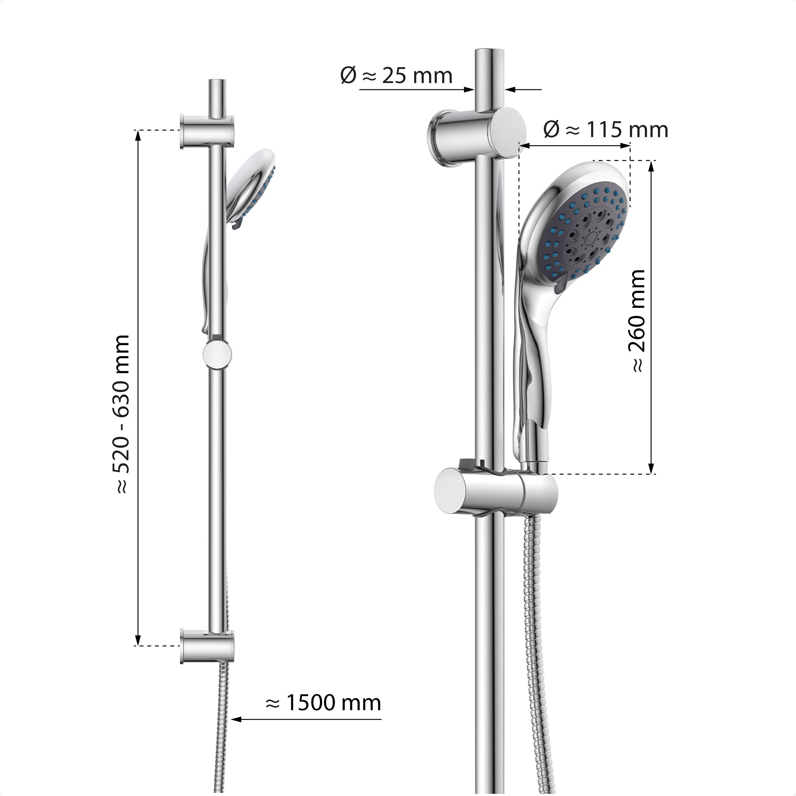 WELLY Stangenbrause-Set, Chrom