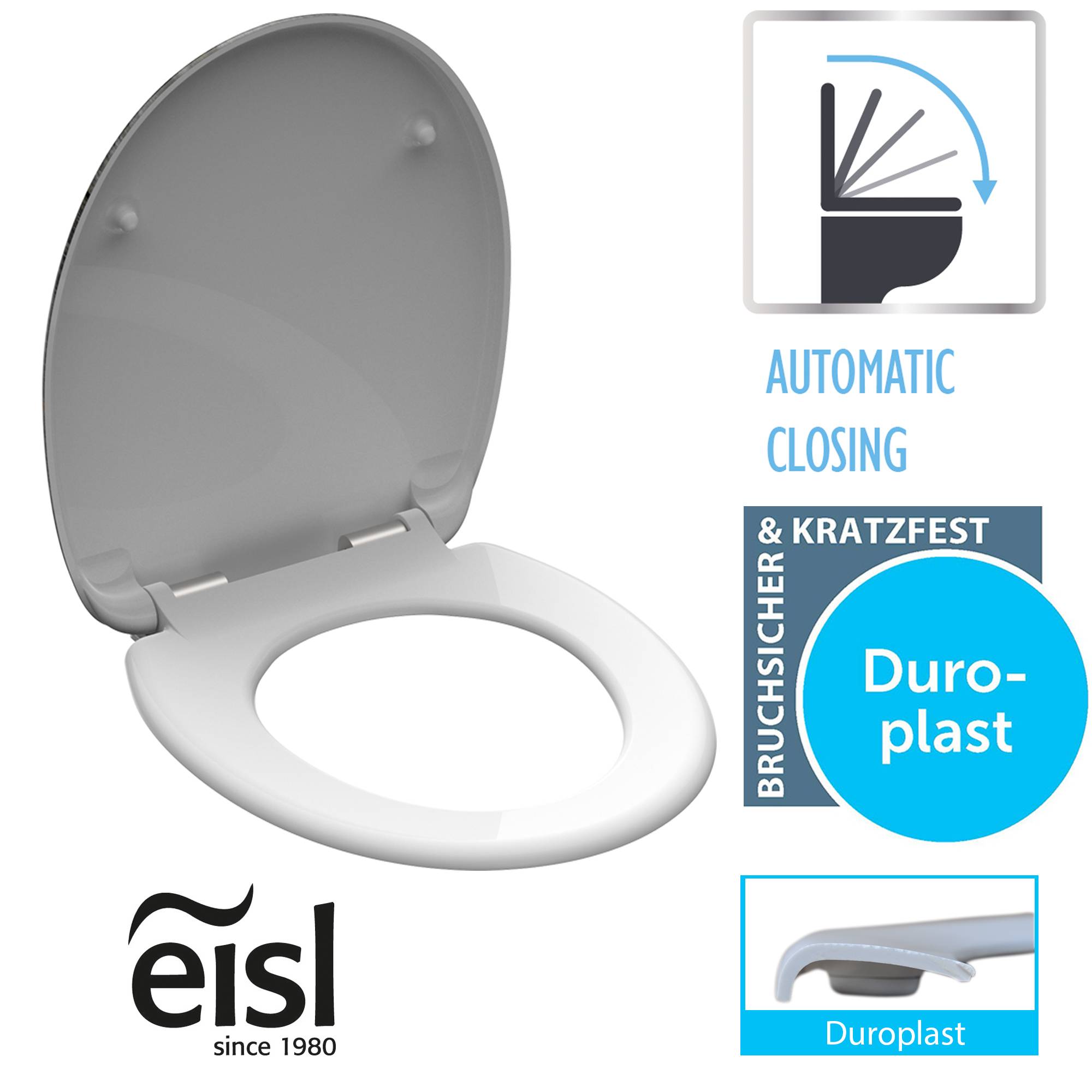 Duroplast WC-Sitz MOSAIK GRAU, mit Absenkautomatik