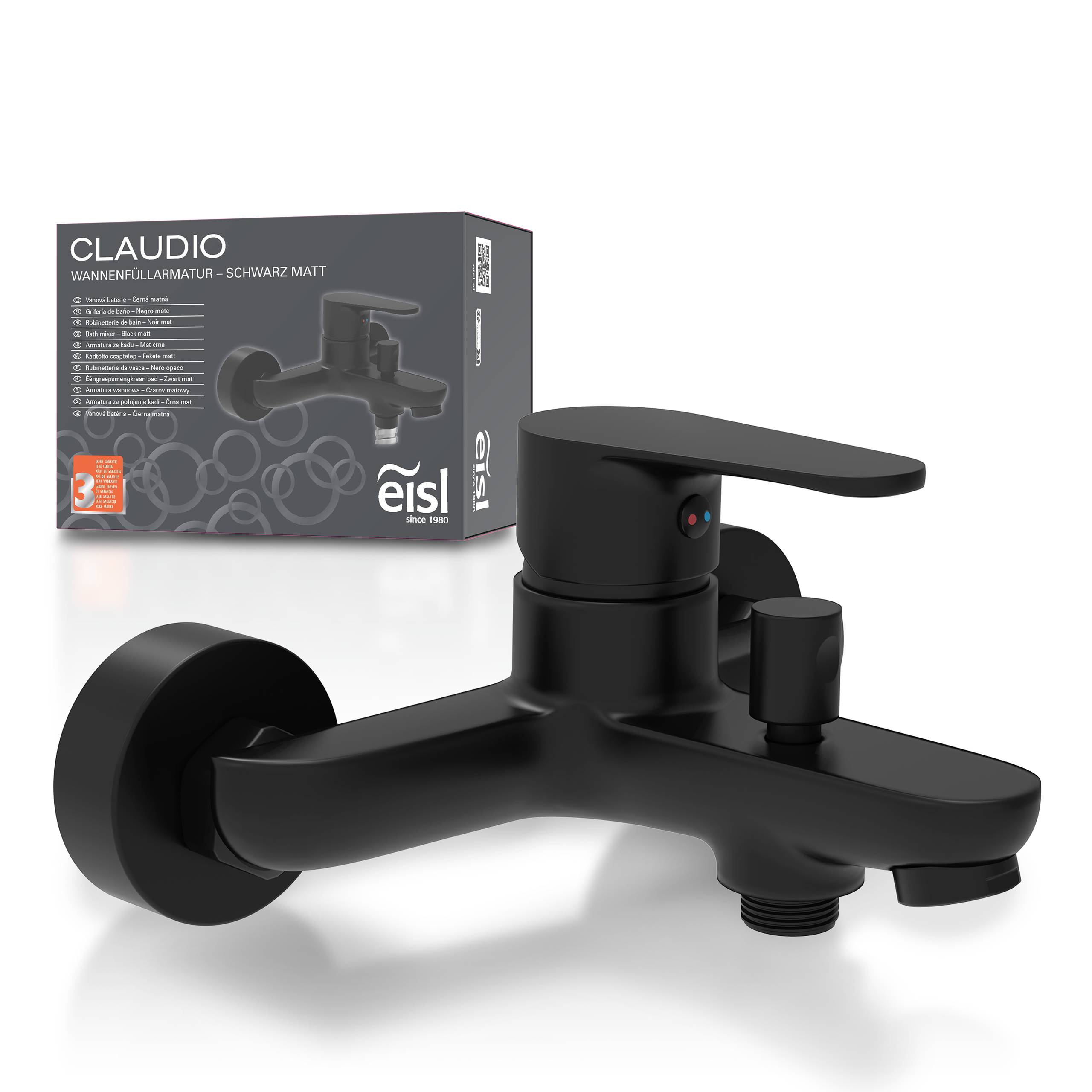 CLAUDIO Wannenfüllarmatur, Schwarz matt