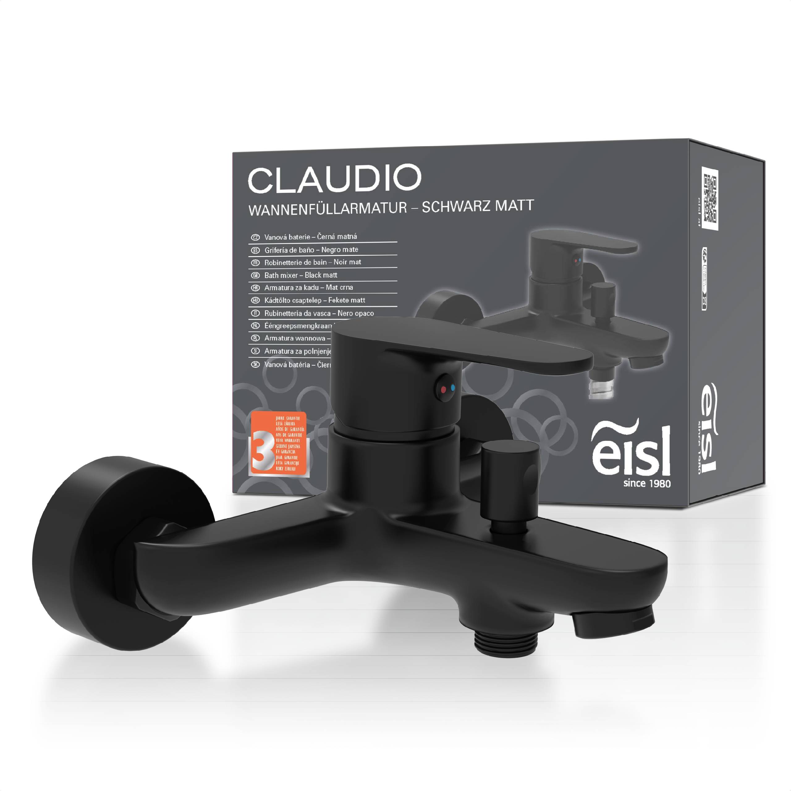 CLAUDIO Wannenfüllarmatur, Schwarz matt