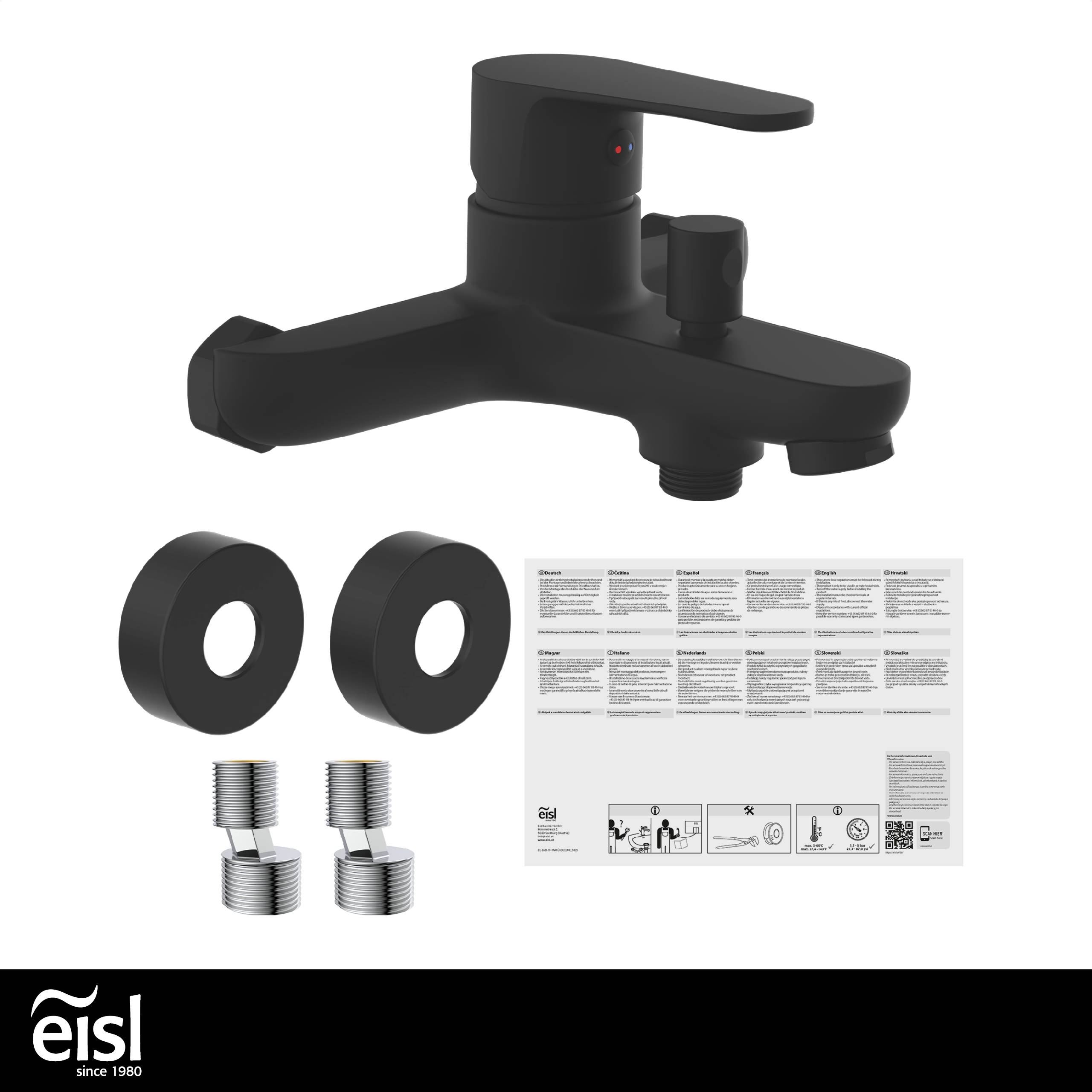 CLAUDIO Wannenfüllarmatur, Schwarz matt