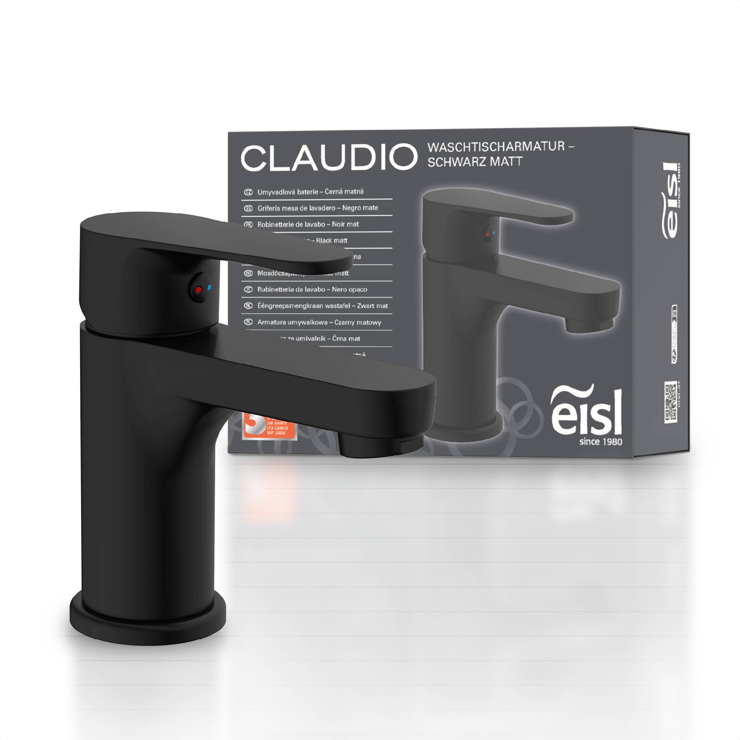 CLAUDIO Waschtischarmatur, Schwarz matt
