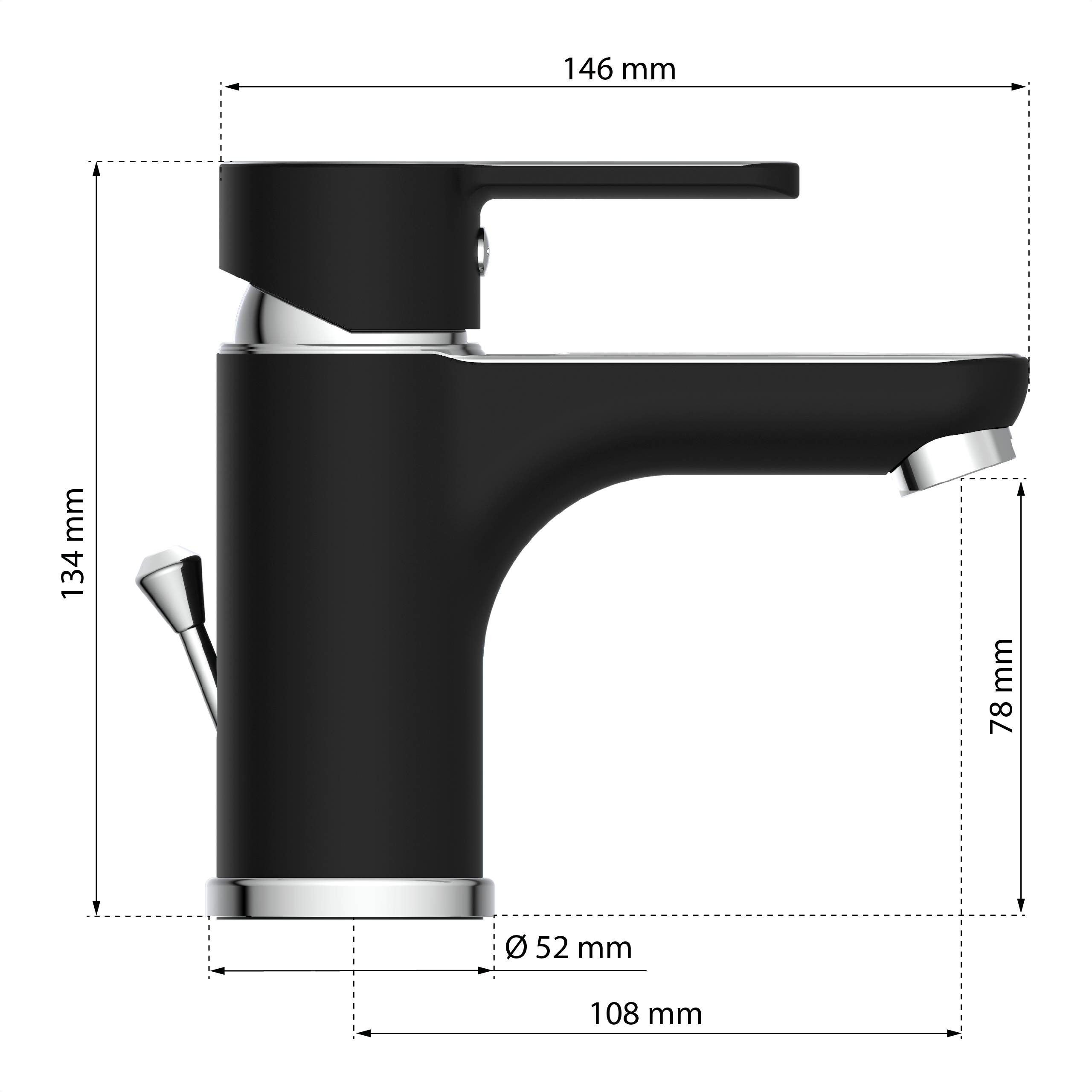 DIZIANI Waschtischarmatur, Schwarz matt/Chrom