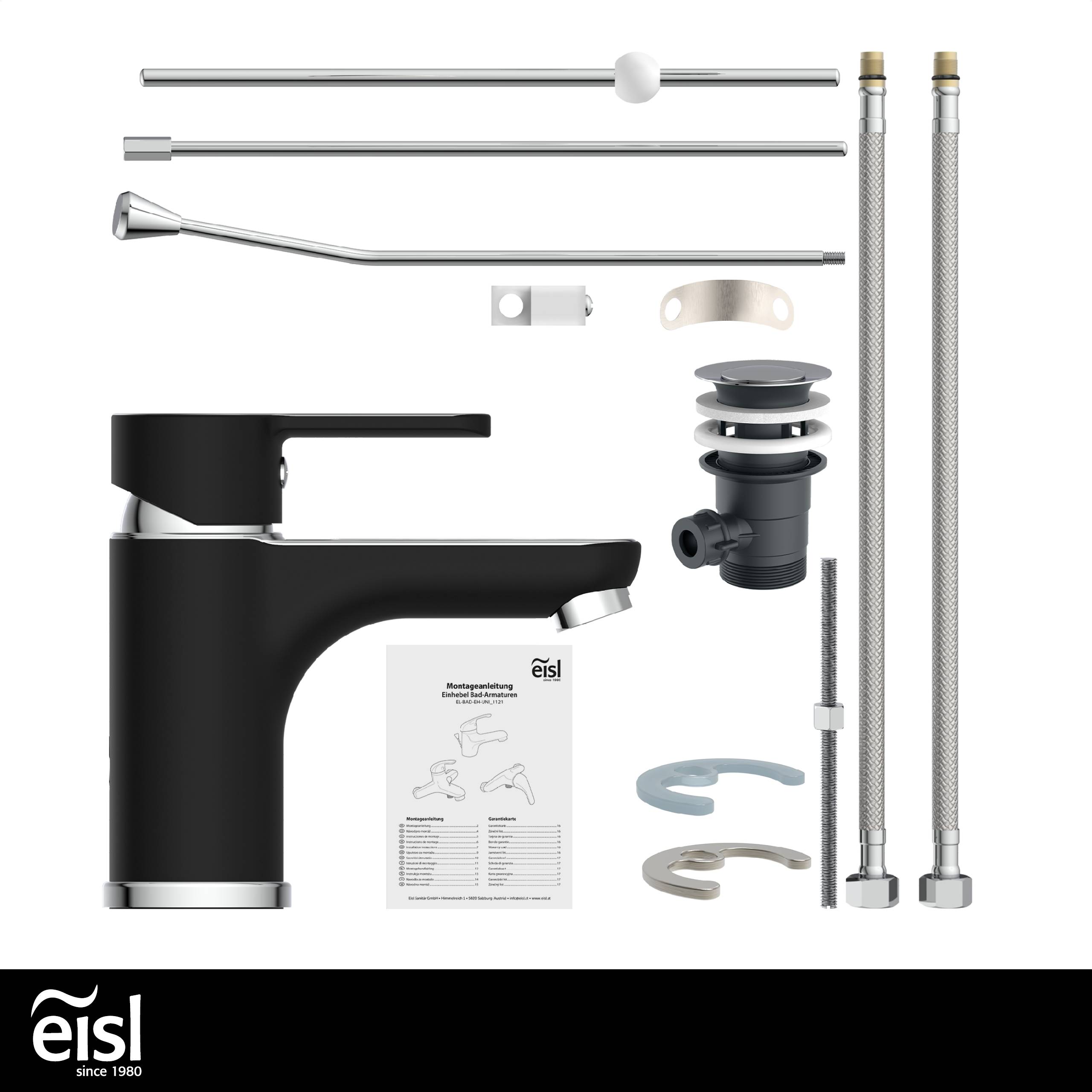 DIZIANI Waschtischarmatur, Schwarz matt/Chrom