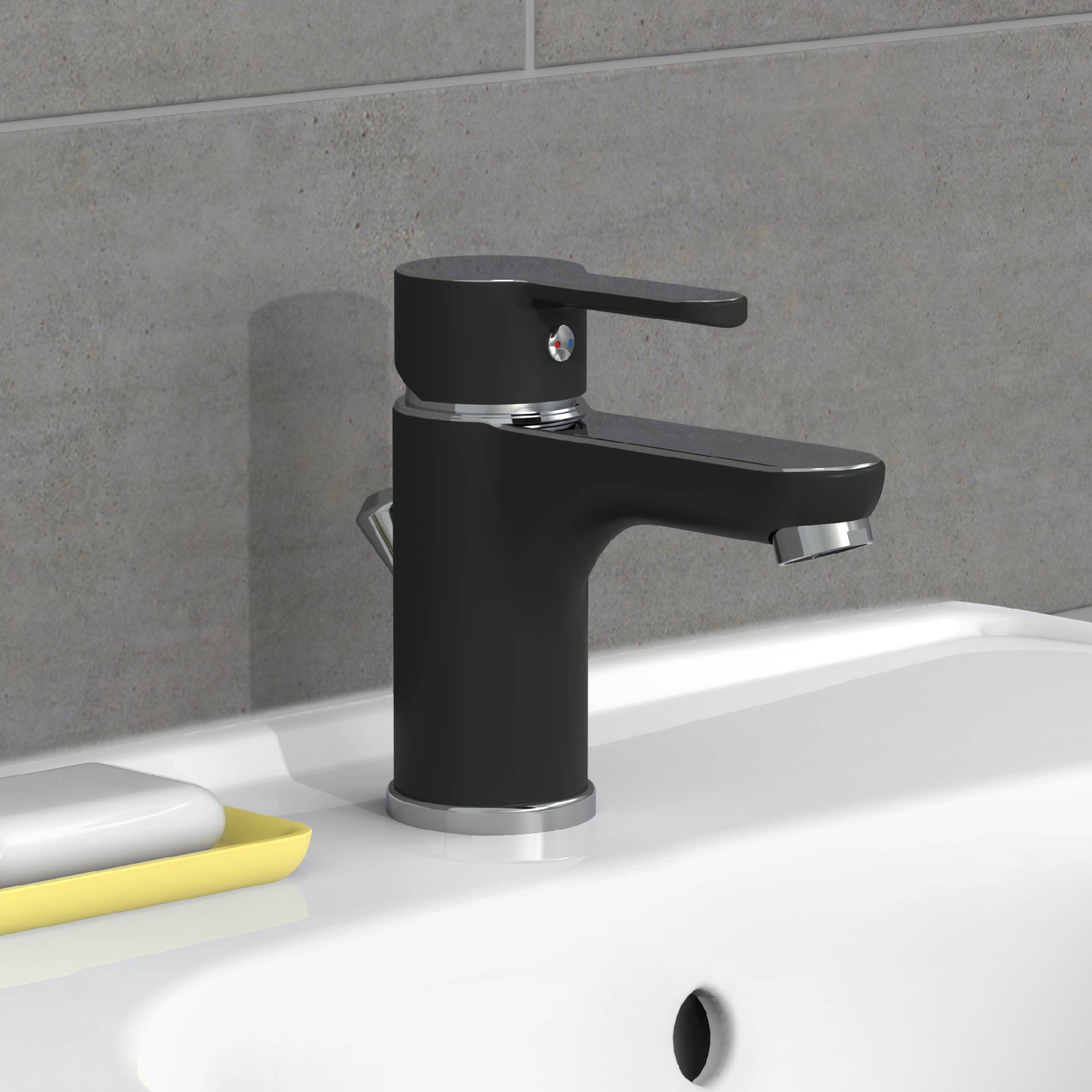 DIZIANI Waschtischarmatur, Schwarz matt/Chrom