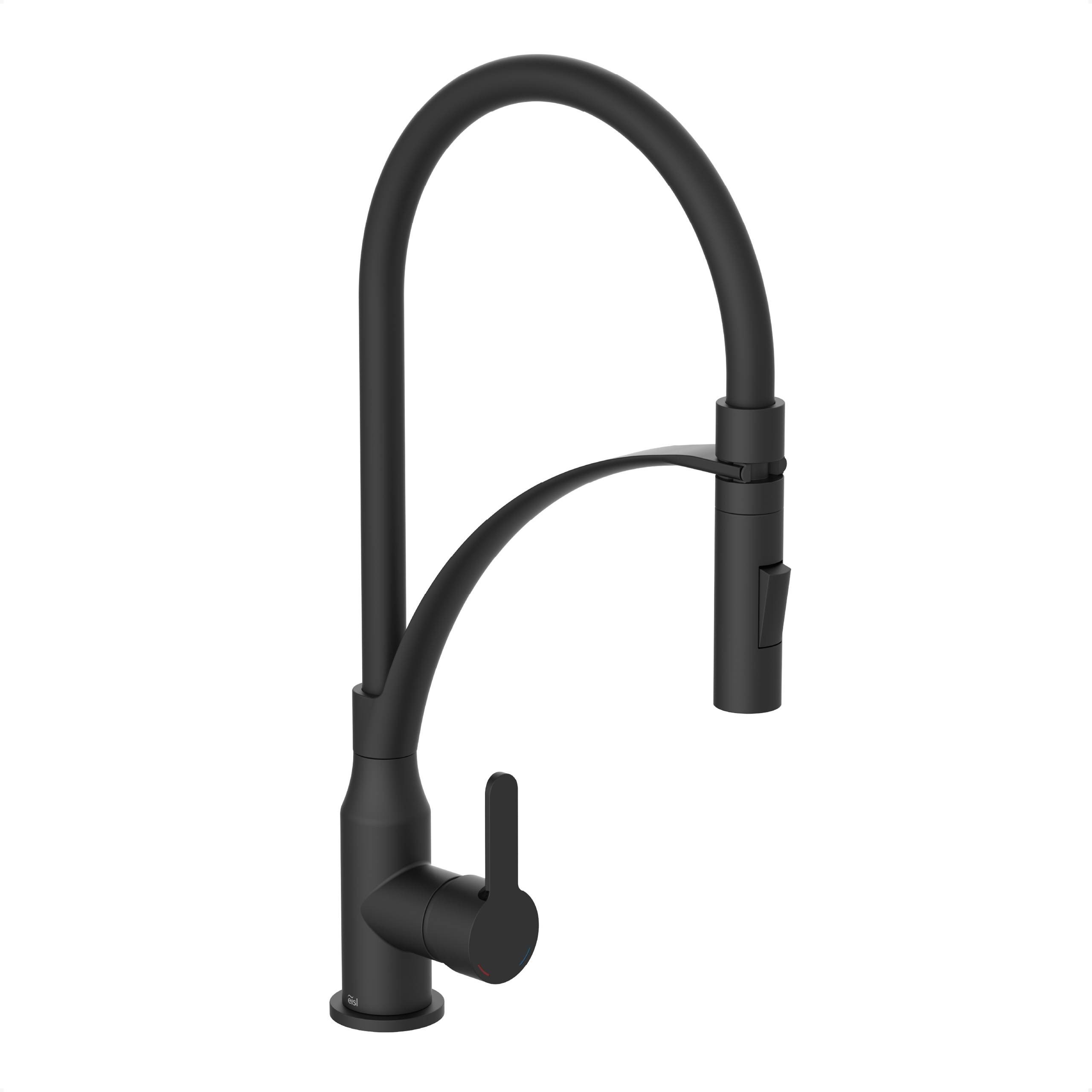 CARNEO Spültischarmatur, Schwarz matt/Schwarz, mit Soft-Touch Schlauch