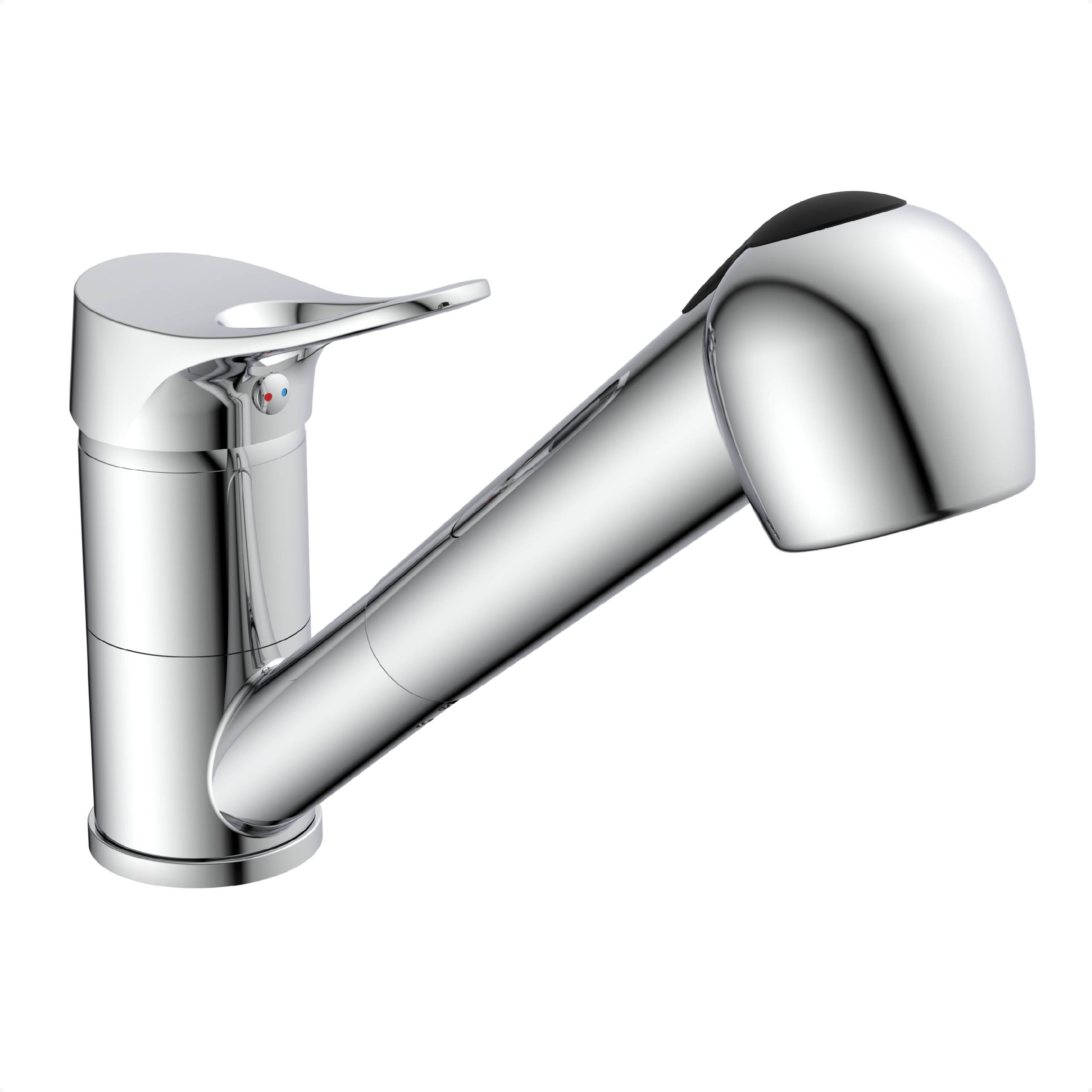 VERONA Spültischarmatur Niederdruck, Chrom, mit herausziehbarer Geschirrbrause