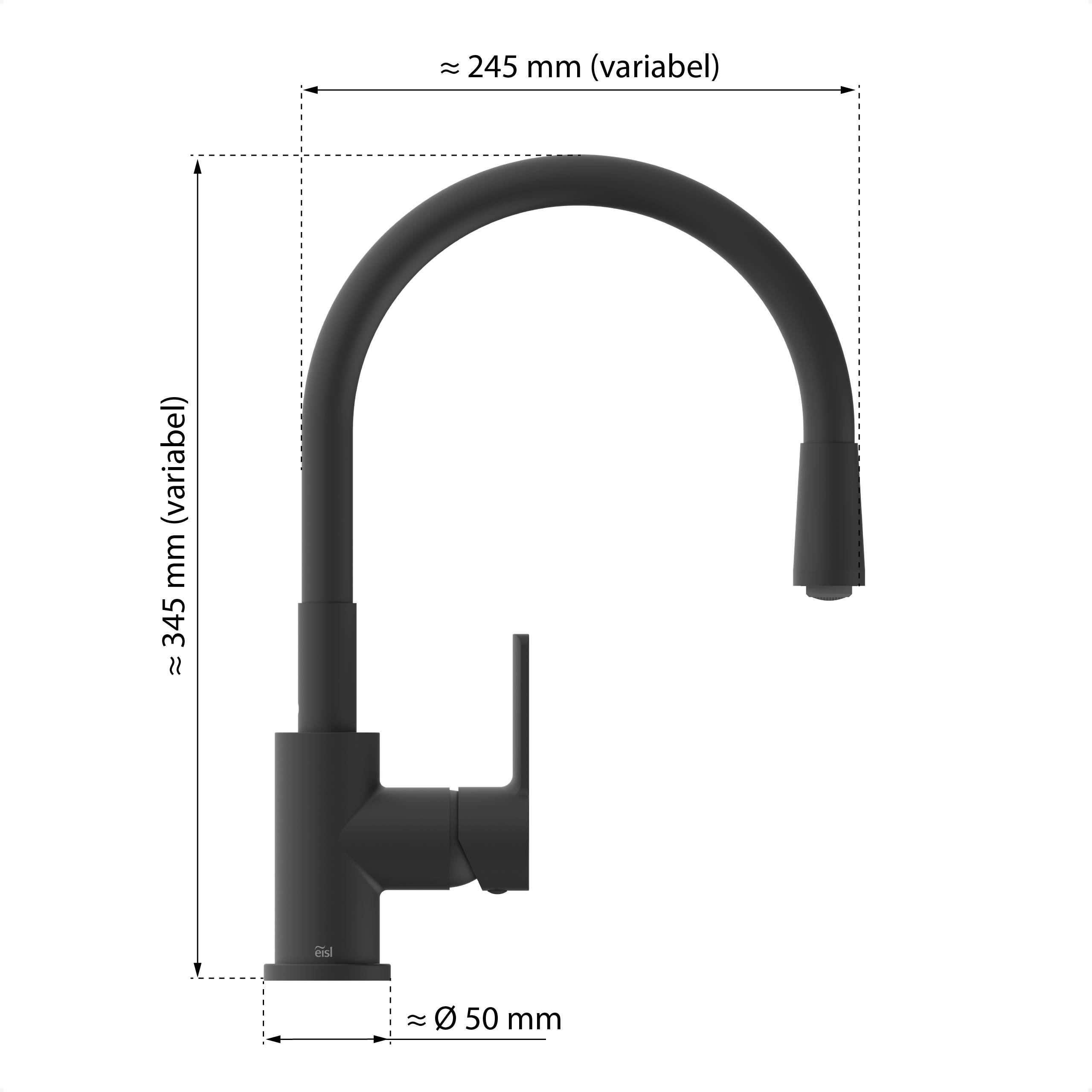 FLEXO Spültischarmatur, Schwarz matt