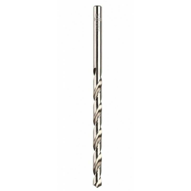Ein Metallspiralbohrerbit mit gerader Schäftung, isoliert auf weißem Hintergrund dargestellt.
