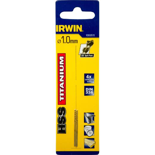 Irwin Metallbohrer HSS-Tin 1,0x34x12mm 2St