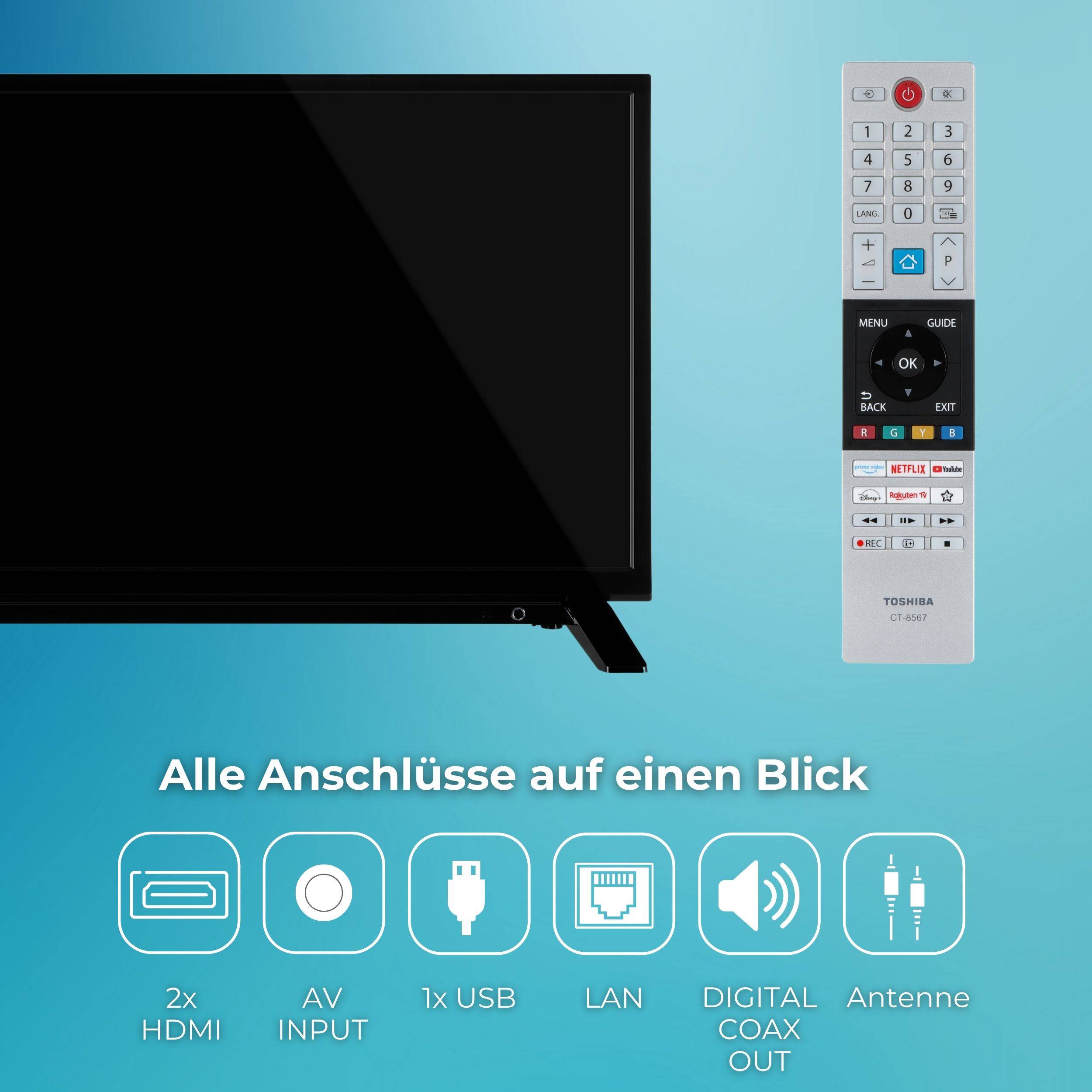 Toshiba 24WV2F63DAZ Fernseher 24 Zoll Smart TV VIDAA HD-ready HDR TV mit Triple-Tuner, LED TV (2026)