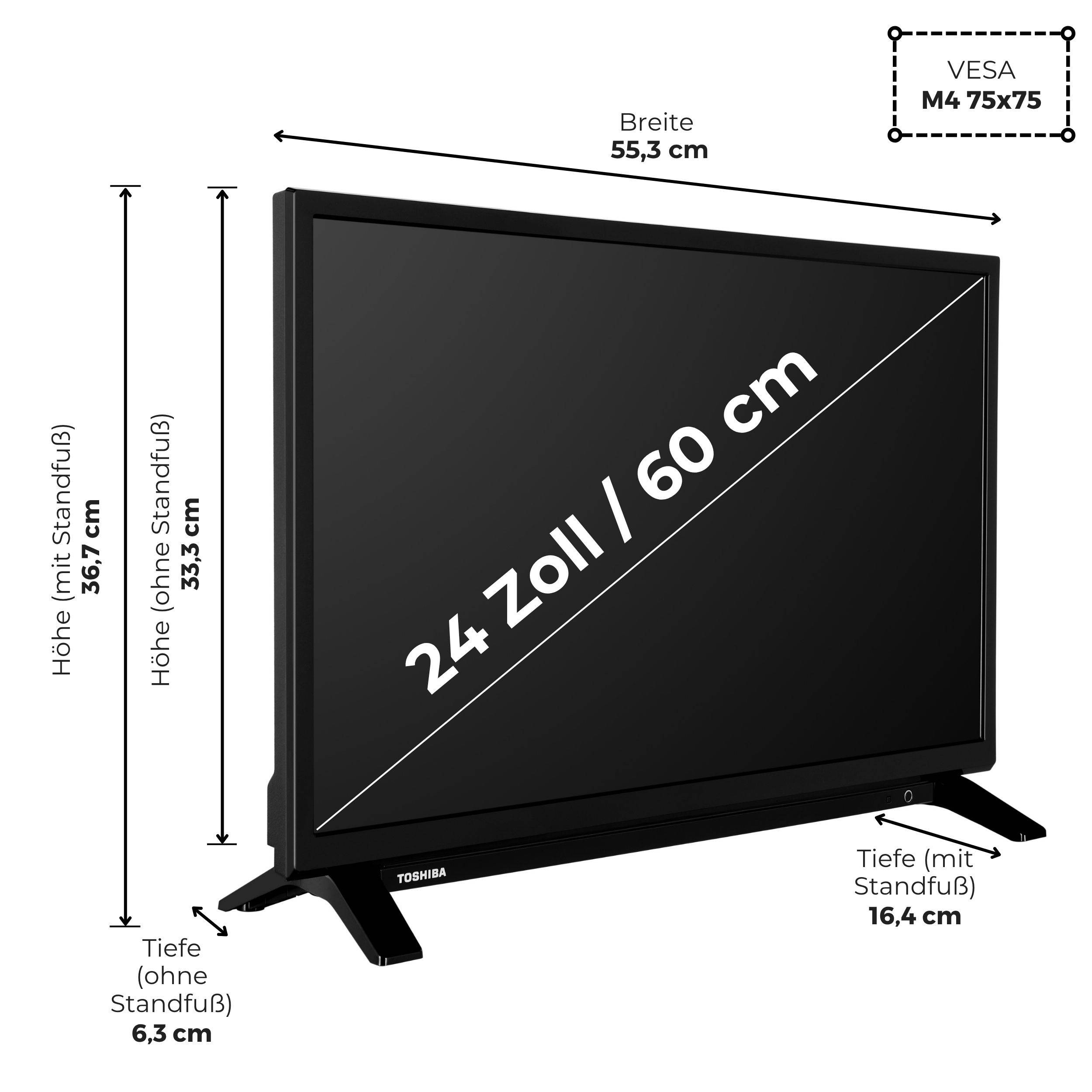 Toshiba 24WV2F63DAZ Fernseher 24 Zoll Smart TV VIDAA HD-ready HDR TV mit Triple-Tuner, LED TV (2026)