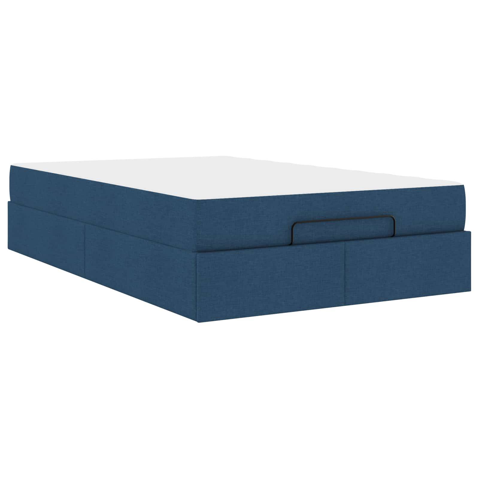 vidaXL Bettgestell mit Matratze 2 pcs Blau Stoff
