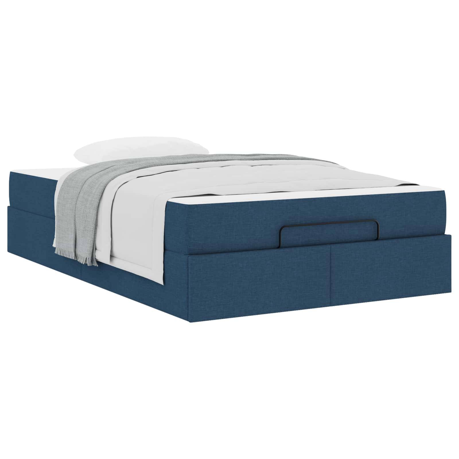 vidaXL Bettgestell mit Matratze 2 pcs Blau Stoff