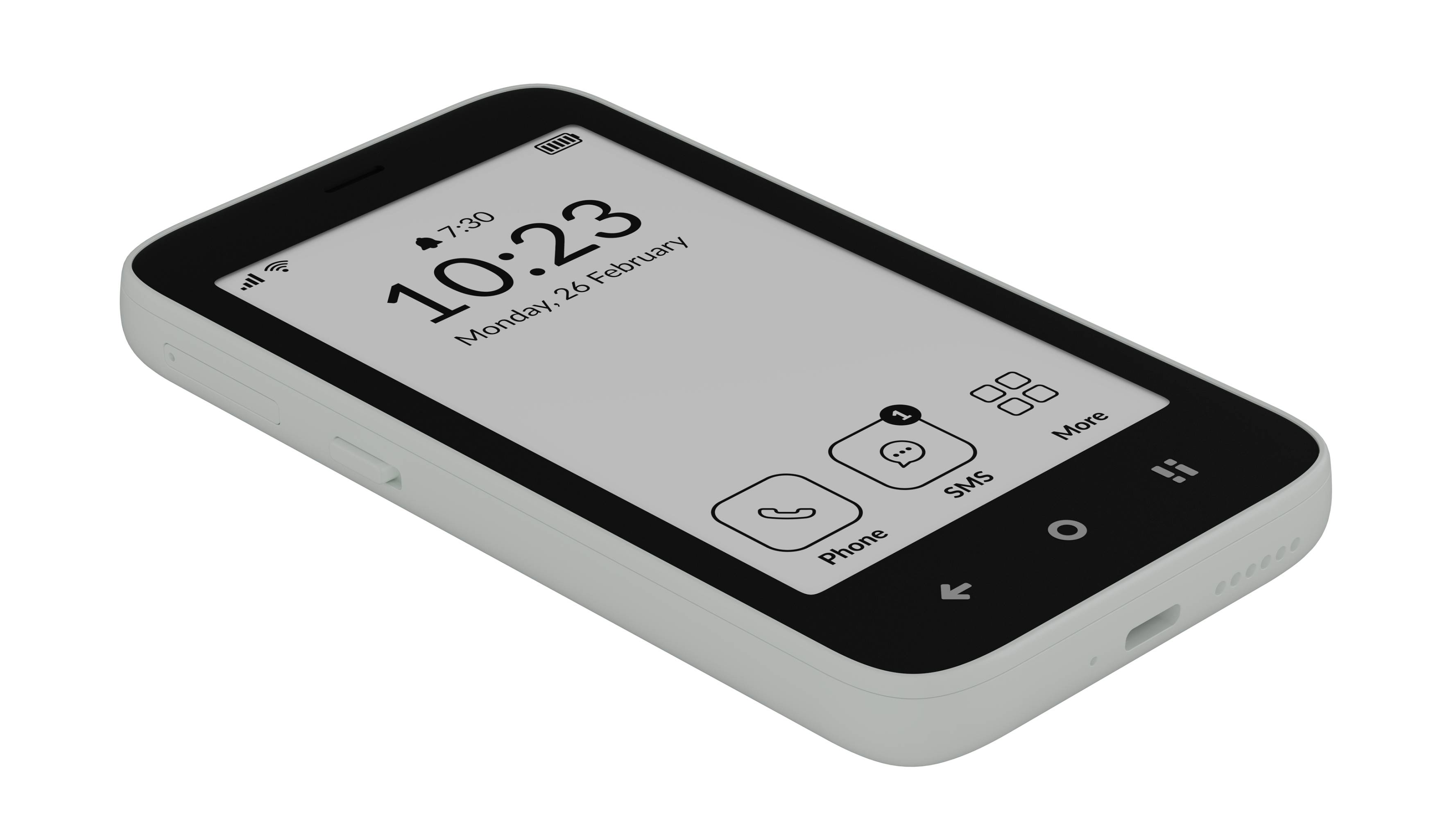 MUDITA Kompakt Smartphone E Ink Display Weiss
