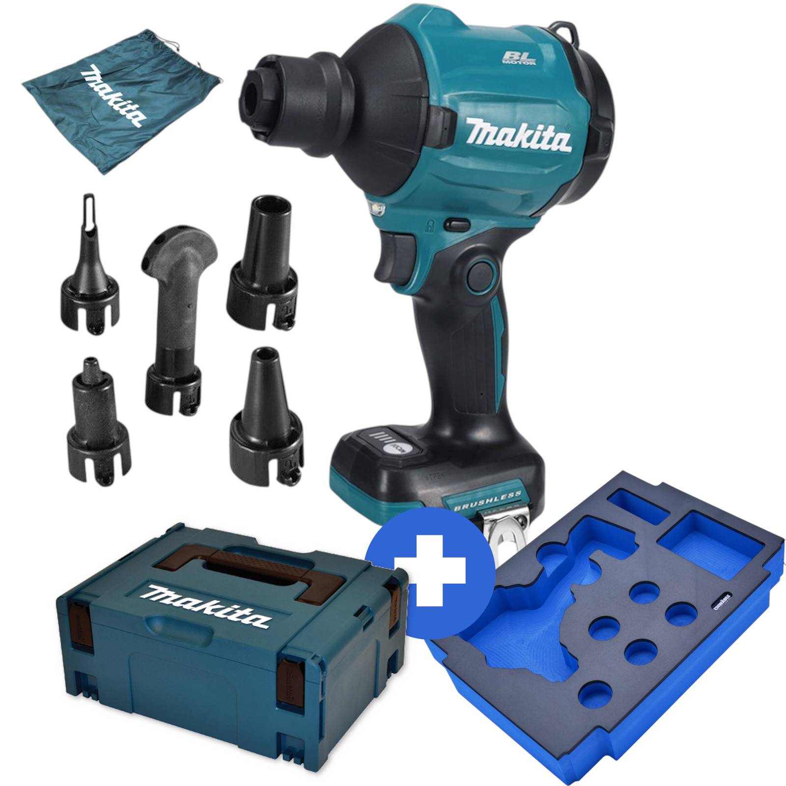 Makita Akku-Gebläse Ausbläser 18V DAS180SZ + Schwäble Schaumstoffeinlage