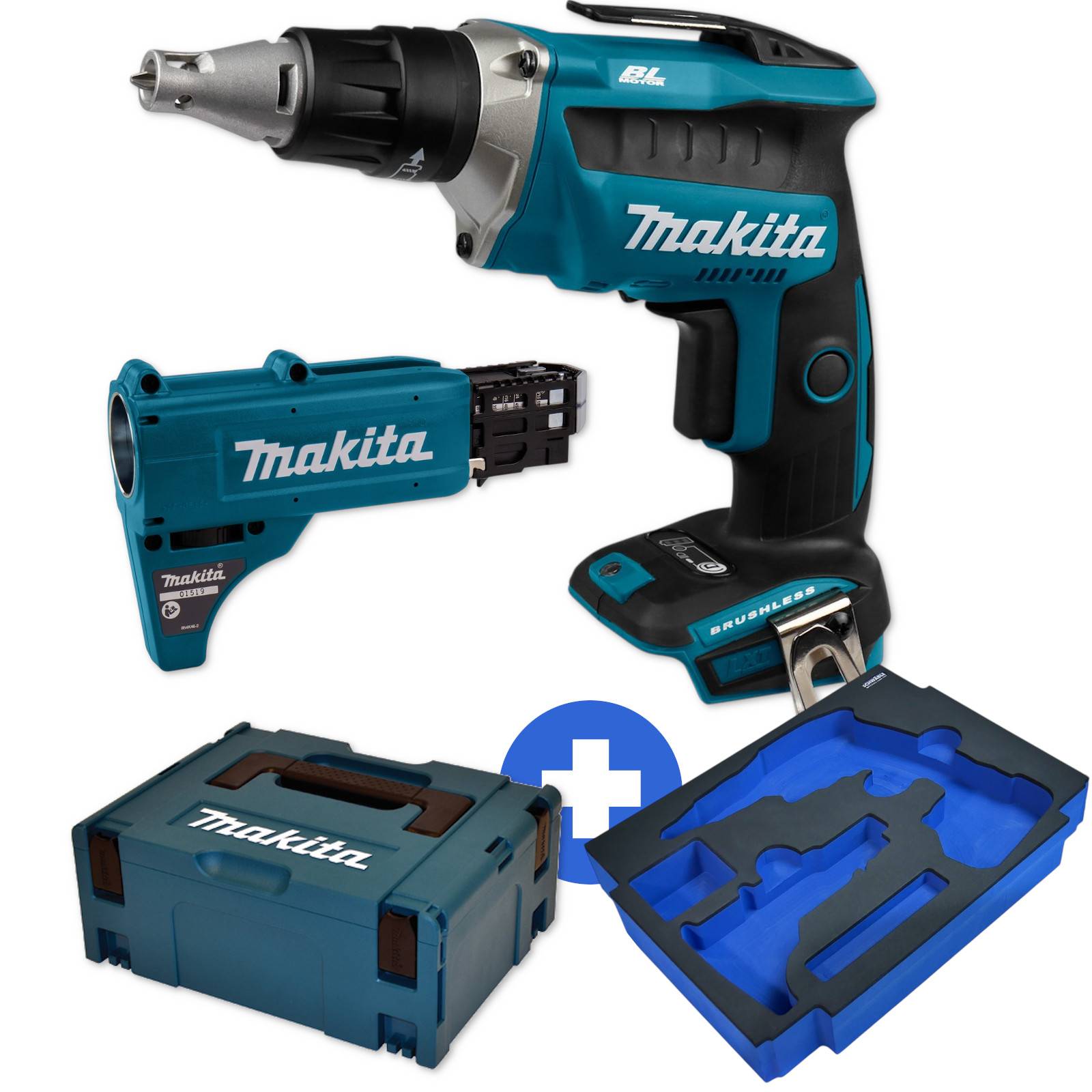 Makita Akku-Schnellbauschrauber 18V DFS452SZ + Schwäble Schaumstoffeinlage