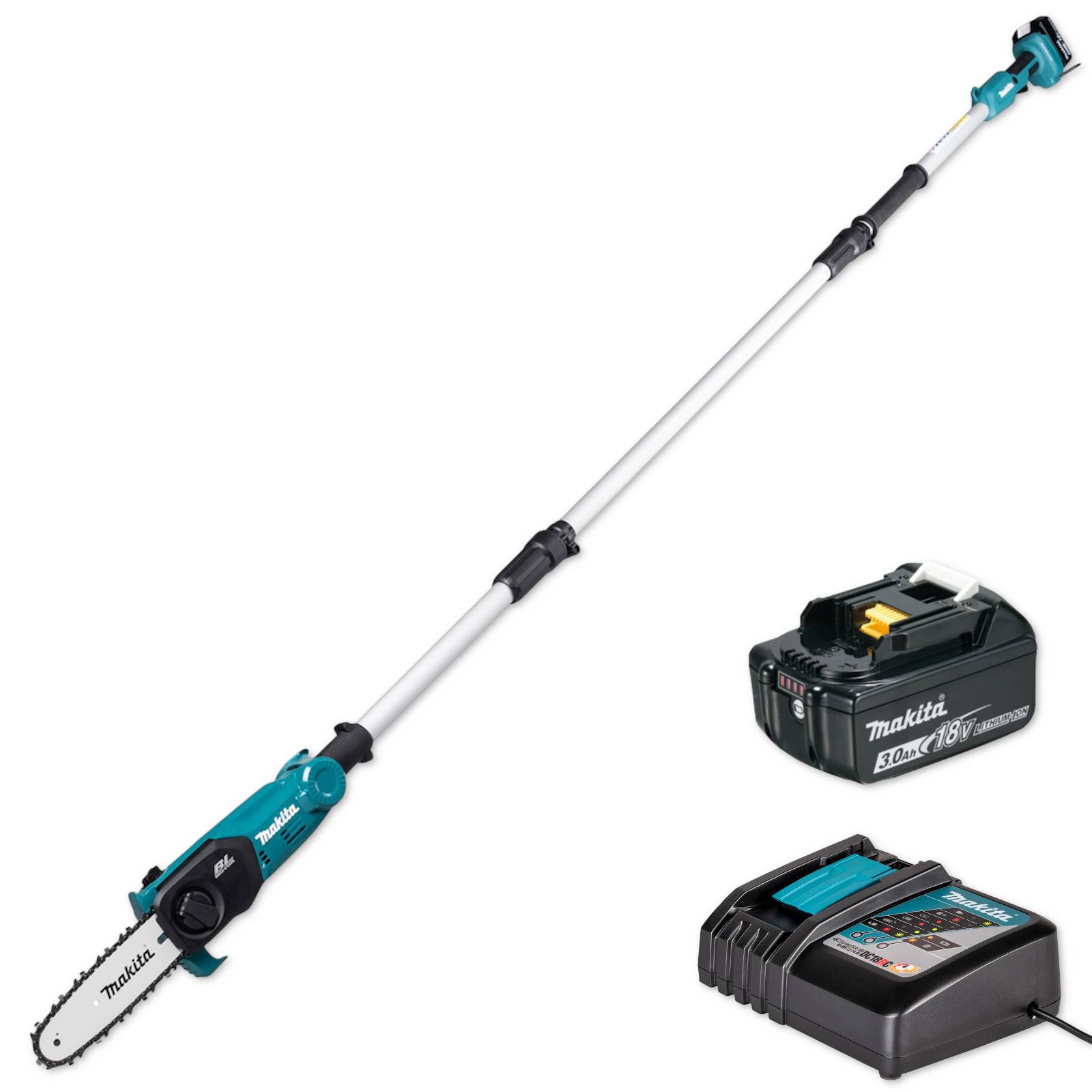 Makita Akku-Hochentaster 18V DUA200RF1 1,62-2,52m + Akkupack + Schnellladegerät