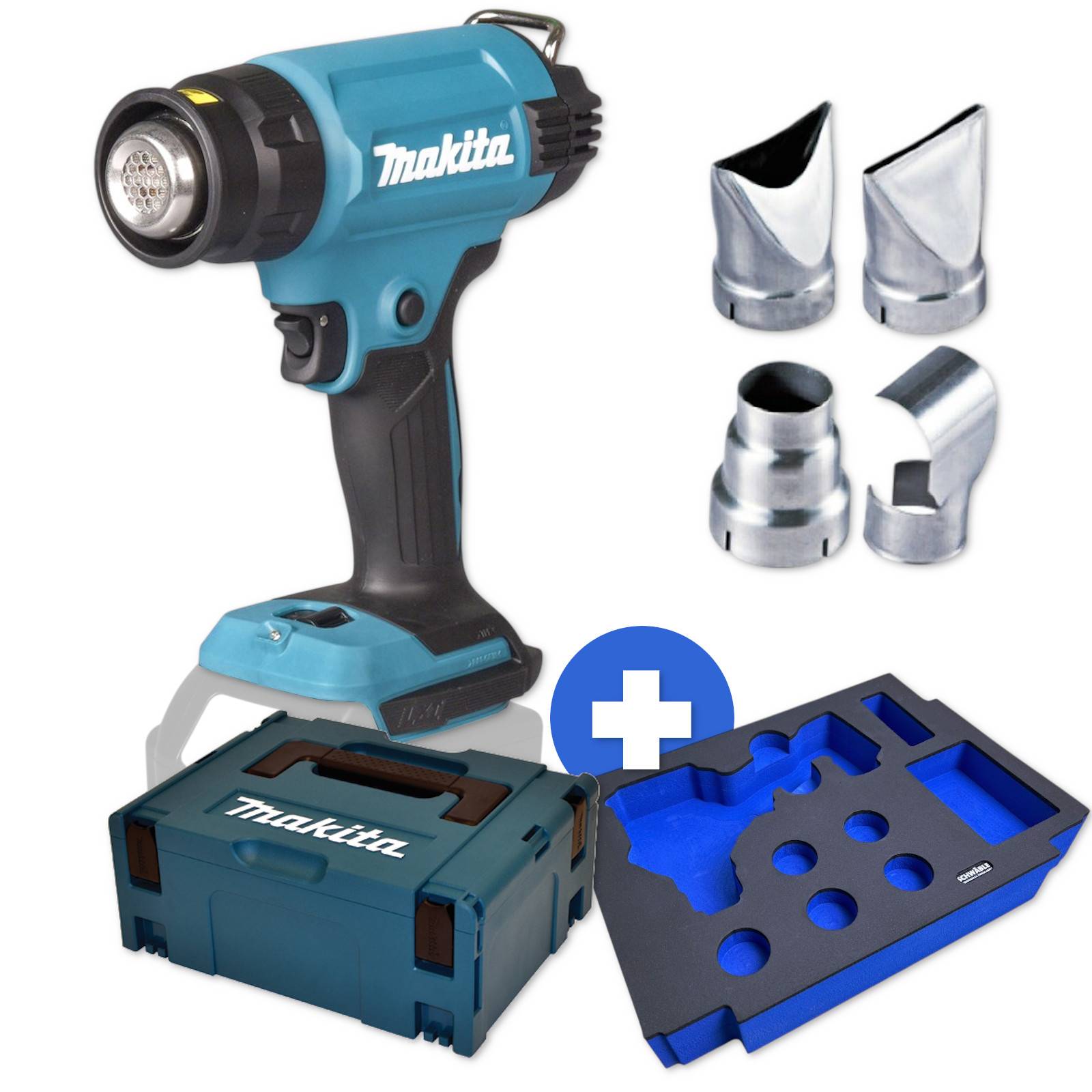 Makita Akku-Heißluftgebläse 18V DHG181SZK Gebläse + Schwäble Schaumstoffeinlage