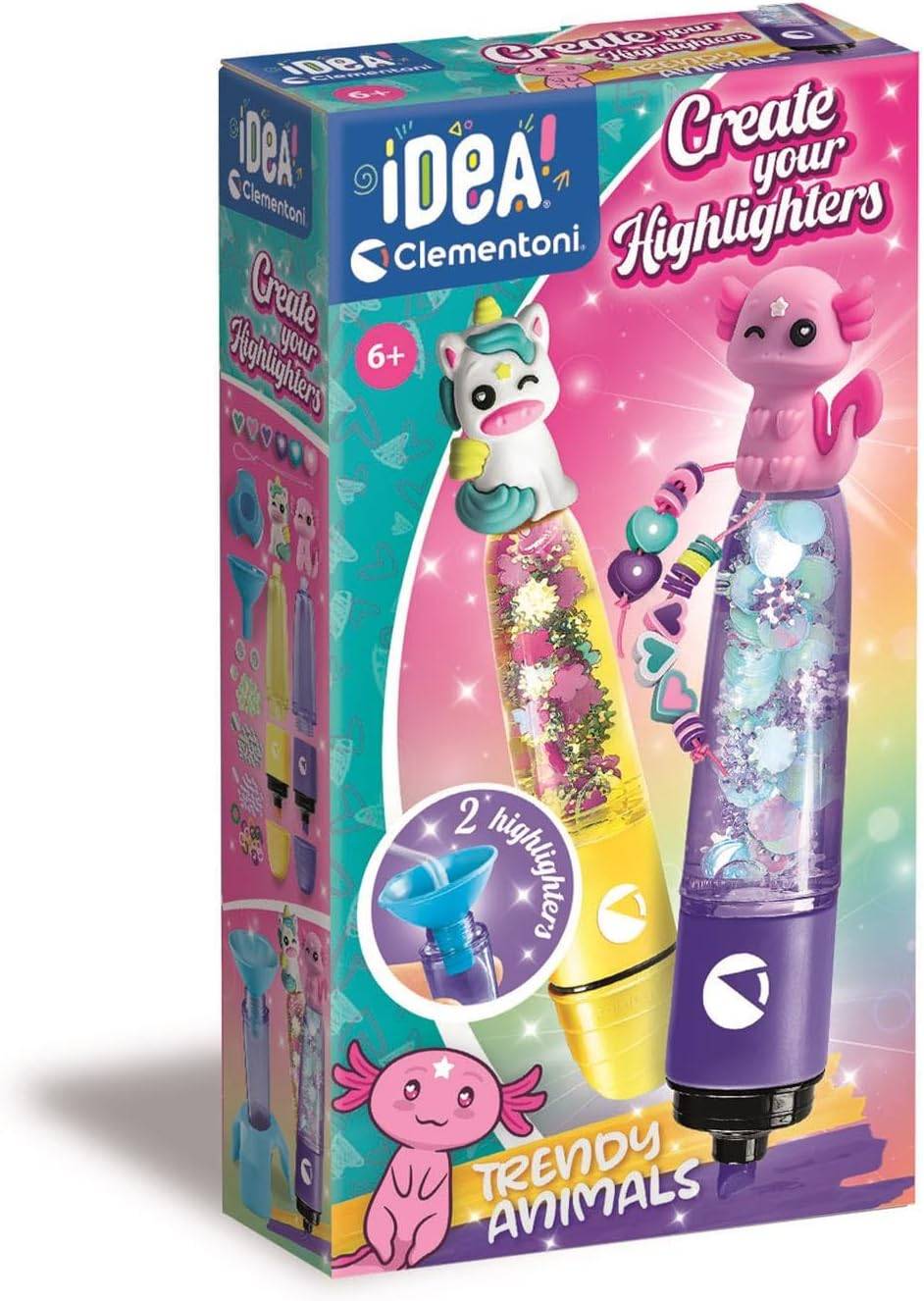 Clementoni 18874 - Idea Create Your Highlighters: Trendy Animals Textmarker-Kreationen