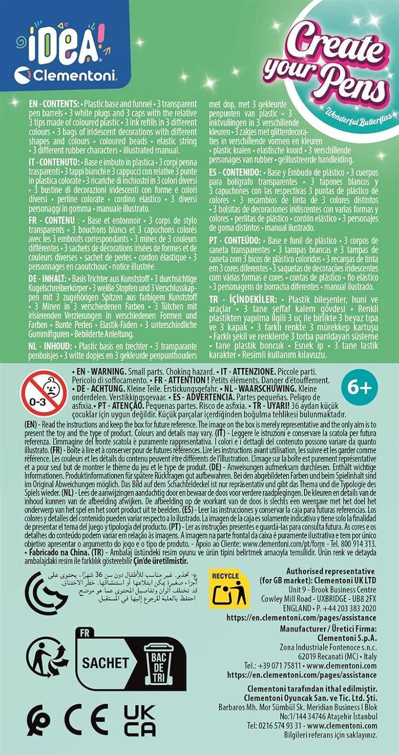 Clementoni 18873 - Idea Create Your Pens: Wunderschöne Schmetterlinge Stift-Kreationen