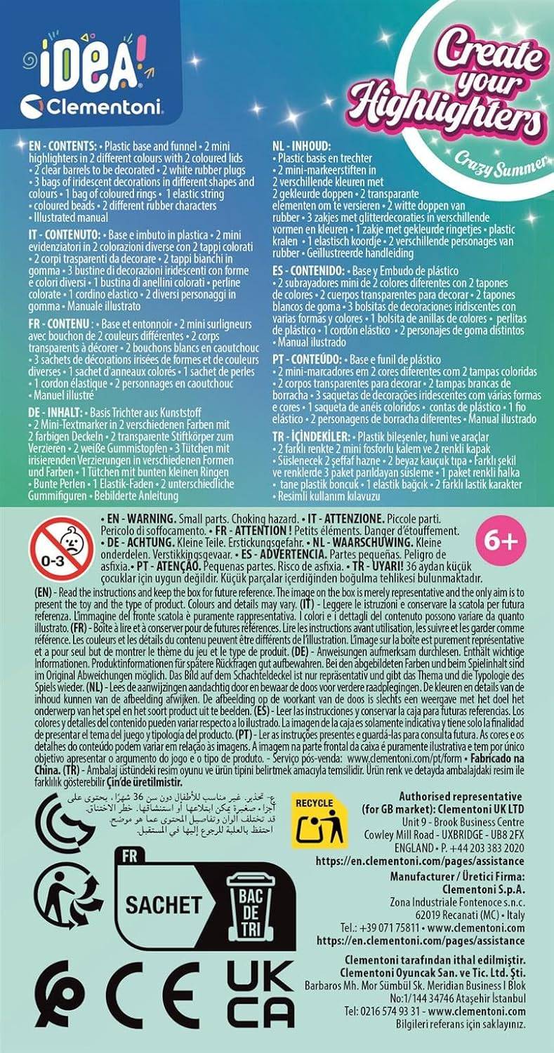 Clementoni 18130 - Idea Create Your Highlighters: Crazy Summer Textmarker-Kreationen