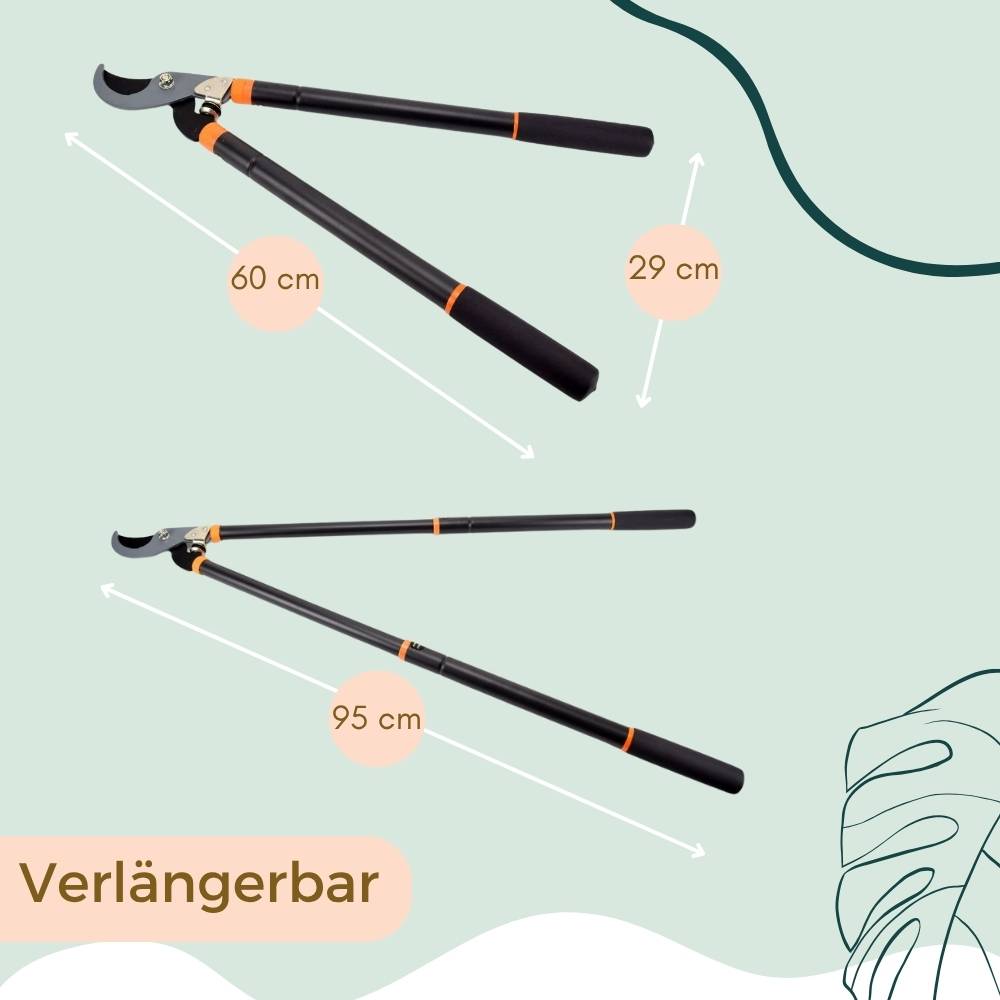 Profi Gartenschere Astschere Teleskop Baumschere Bypass Gartenschere Astschneider Hand Hecken Baum Ast Schere Lang Groß 60 - 95 cm