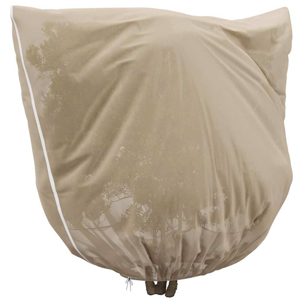 Eine beige Schutzhülle für Outdoor-Möbel mit einem Reißverschluss am unteren Rand, entwickelt zum Schutz von Gegenständen vor Witterungseinflüssen.