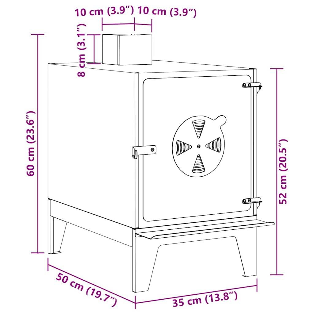 vidaXL Campingkocher Schwarz 35 x 50 x 60 cm Kaltgewalzter Stahl
