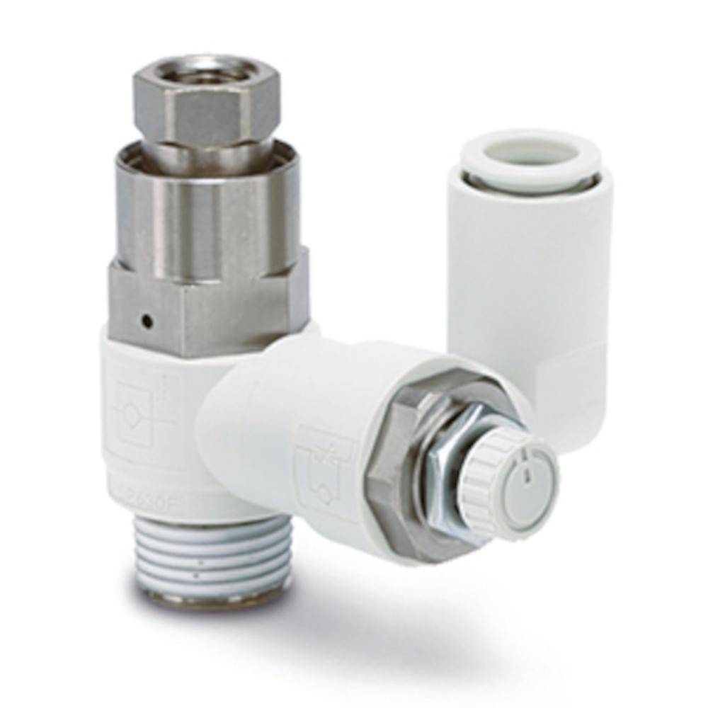 Drosselrückschlagventil mit Pilotventil ASP630F-F04-12S - Messing/PBT - Schlauch-Ø 12 mm - AG R 1/2" - Preis per Stück