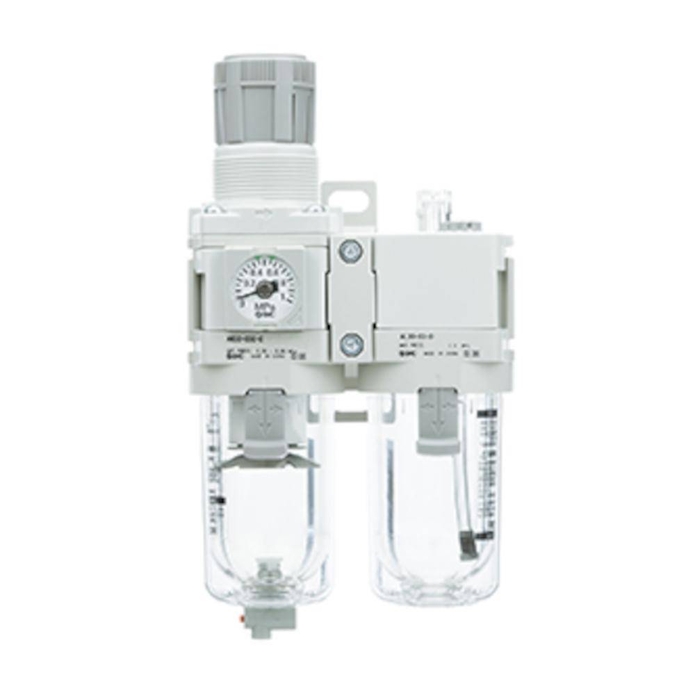 SMC Modulare Wartungseinheit Filterregler + Öler AC40A-F04DE-D - Baugröße 40 - Anschluss G 1/2" - 50 l/min - mit automatischem Kondensatablass - Pr