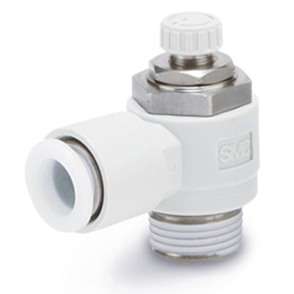 SMC Drosselrückschlagventil AS1201F-M3-02 - Messing/PBT - max. 10 bar - Schlauch-Außen-Ø 2 mm - Gewinde M3 - Preis per Stück