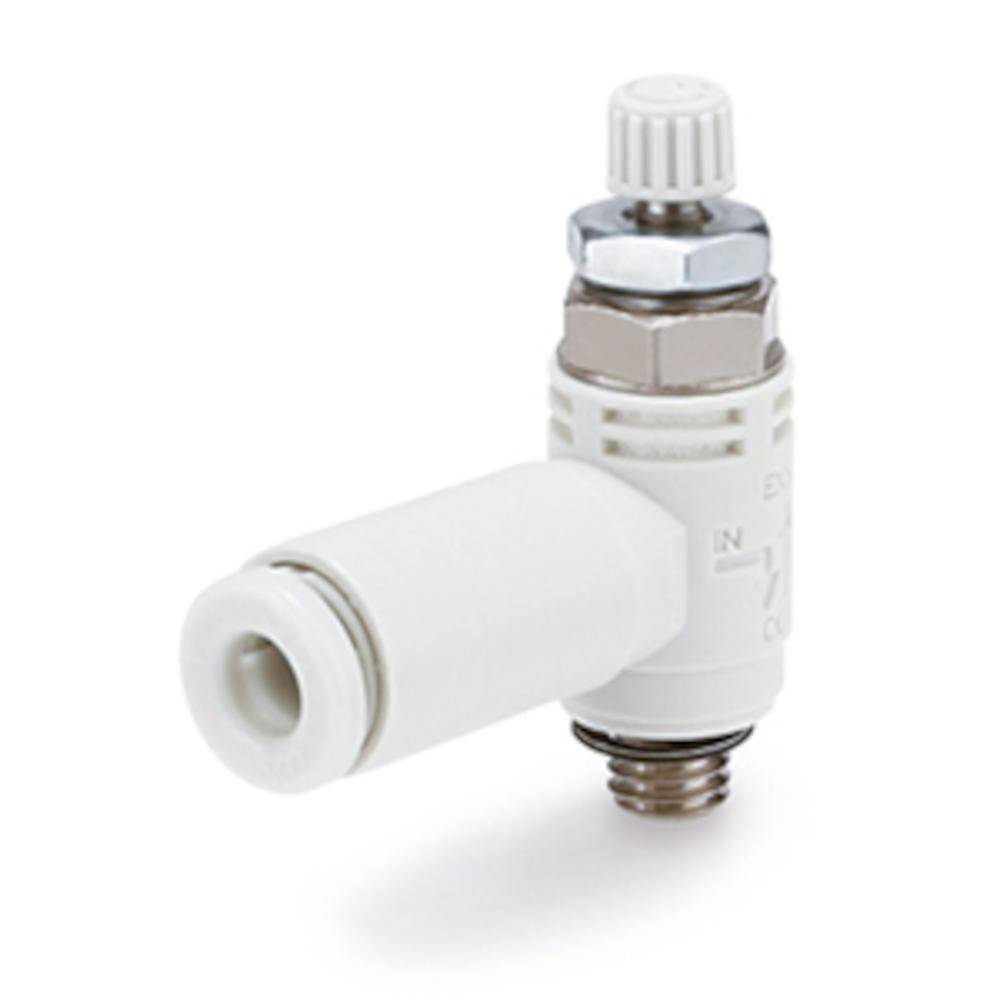 Drossel-Schnellentlüftungsventil ASV310F-01-06S - PBT/Messing - Schlauch-Außen-Ø 6 mm - Gewinde R 1/8" - Preis per Stück