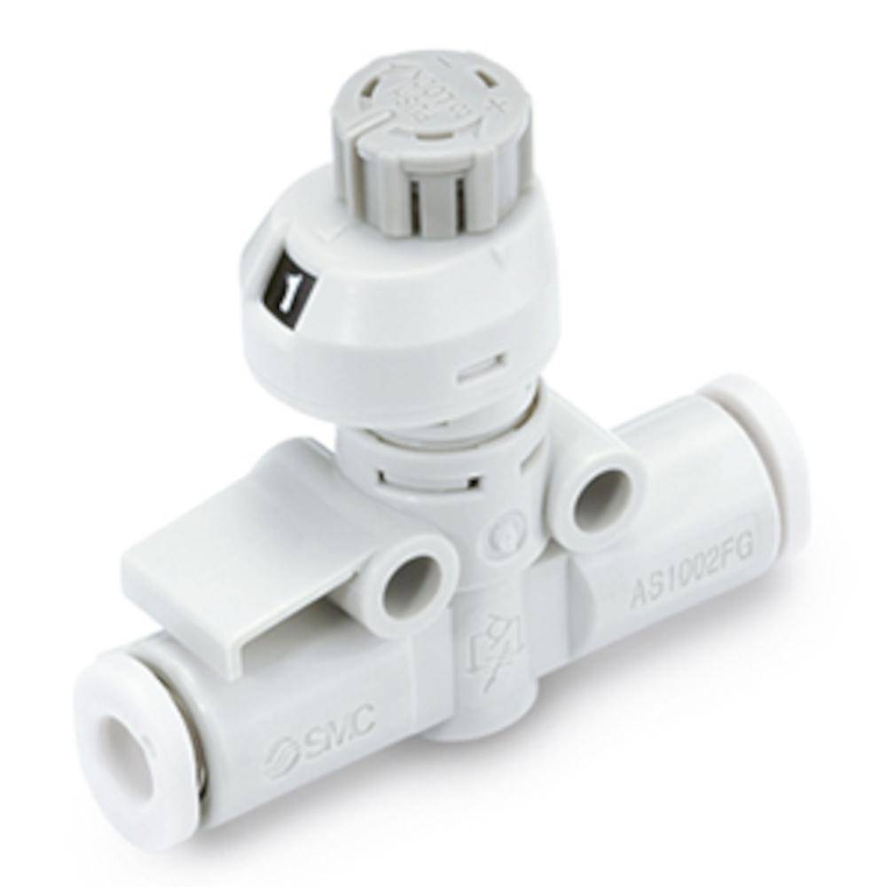 SMC Drosselrückschlagventil AS2052FSG-08 - PBT/rostfreier Stahl - Schlauch-Außen-Ø 8 mm - Mit Ziffernanzeige - Preis per Stück