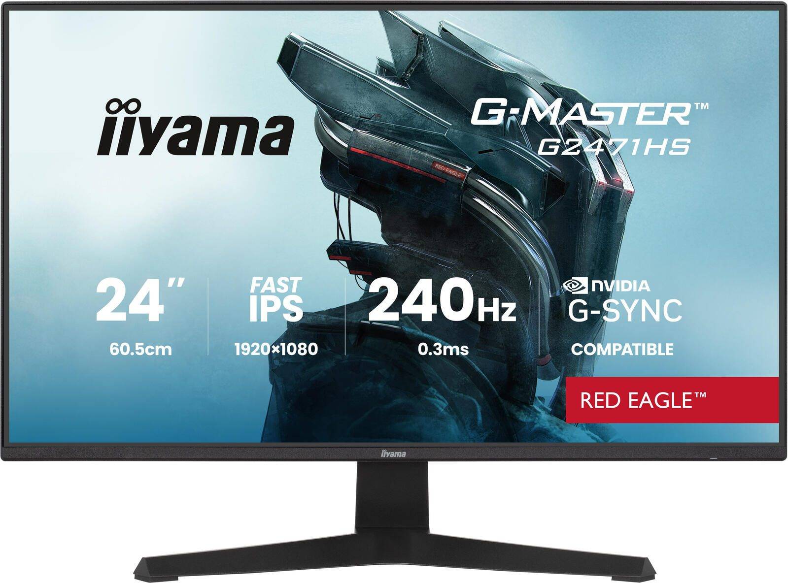 iiyama G-Master Red Eagle G2471HS-B1 24 Zoll FHD IPS 16:9 240Hz Gaming Monitor ideal für Monitor-Armen