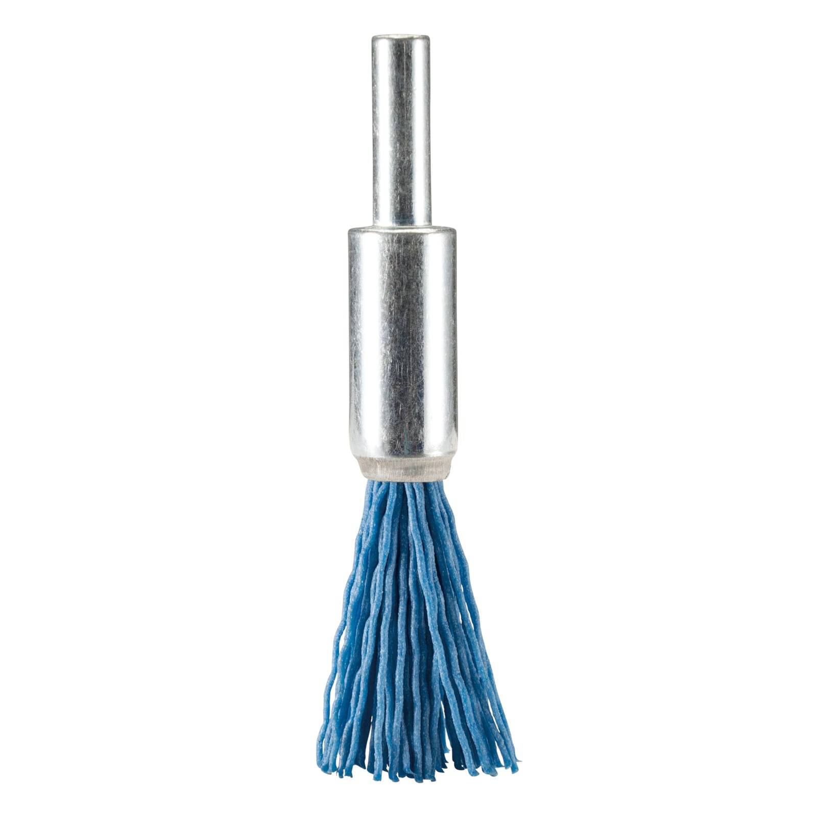 Blauer Twist-Knoten-Drahtbesen mit Metallgriff, zum Reinigen oder Polieren von Oberflächen.