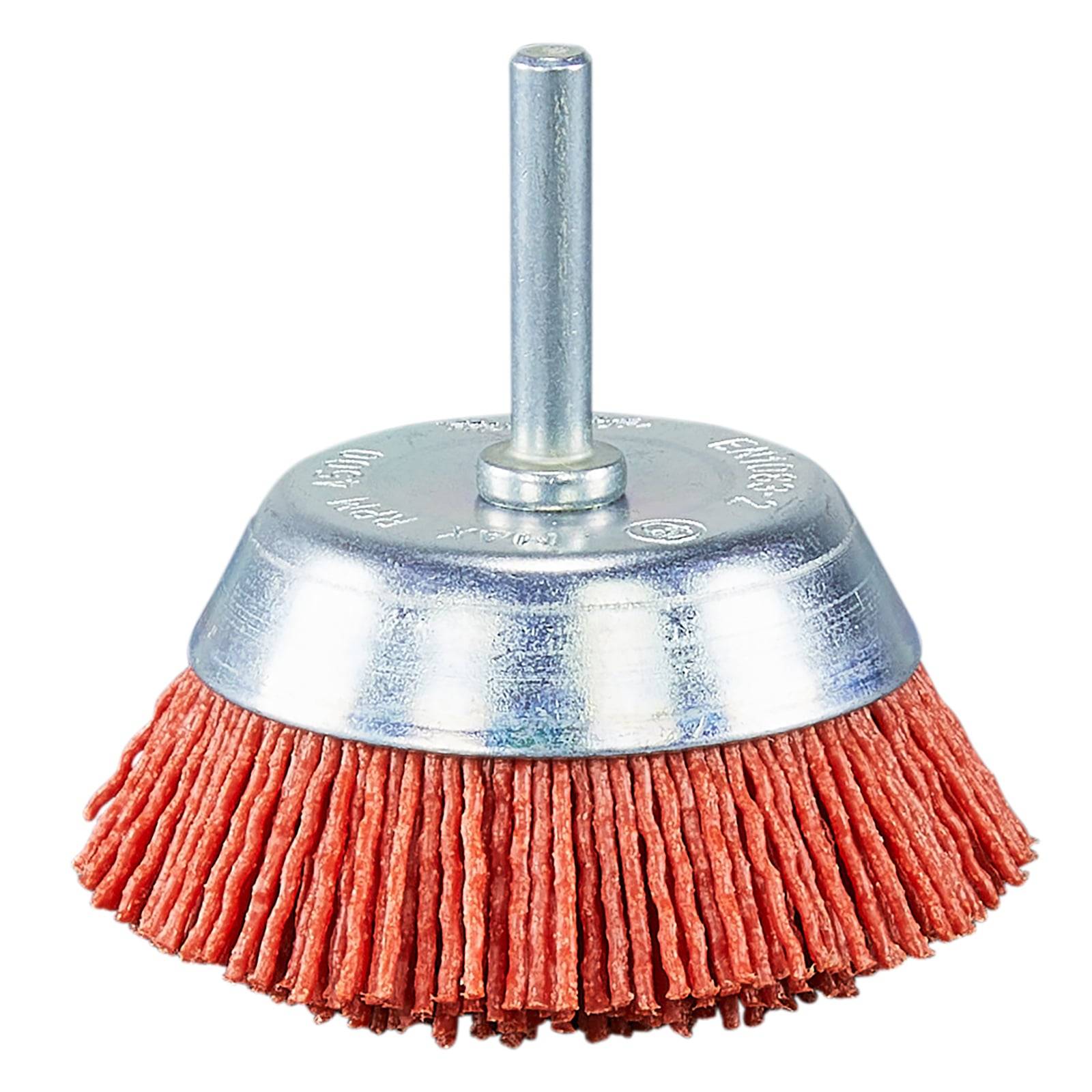 Eine rote Drahtbürste mit Metallbasis und Griffbefestigung zum Reinigen oder Bearbeiten von Oberflächen.