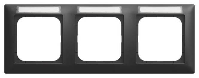 BJ Abdeckrahmen schwarz matt 1733 NS-915 m.Sichtfenster waagerecht 3-fach Install.Baumaterial