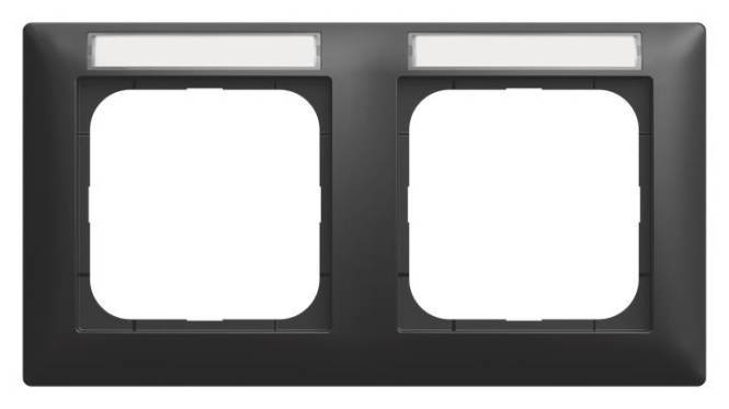 BJ Abdeckrahmen schwarz matt 1732 NS-915 m.Sichtfenster waagerecht 2fach Install.Baumaterial