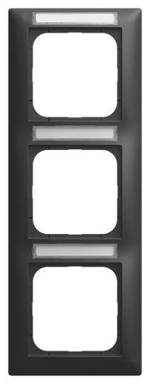 BJ Abdeckrahmen schwarz matt 1723 NS-915 m.Sichtfenster senkrecht 3-fach Install.Baumaterial