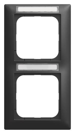 BJ Abdeckrahmen schwarz matt 1722 NS-915 m.Sichtfenster senkrecht 2-fach Install.Baumaterial
