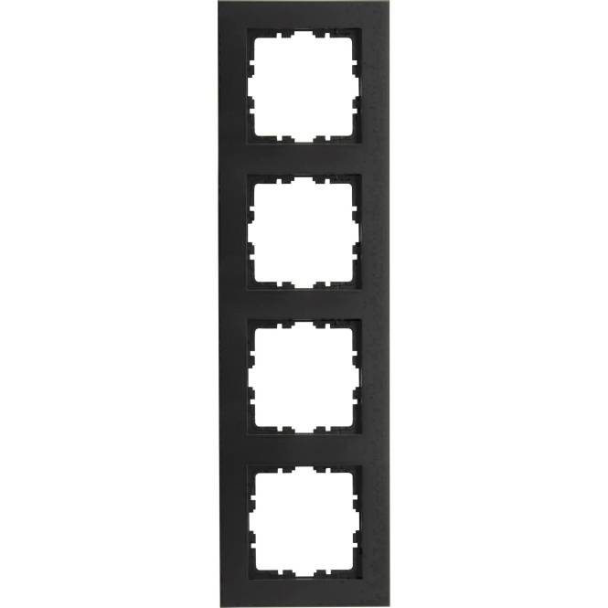 Kopp HK07 PURE-Abdeckrahmen 407150007 4-fach Farbe:schwarz matt Install.Baumaterial Schalter