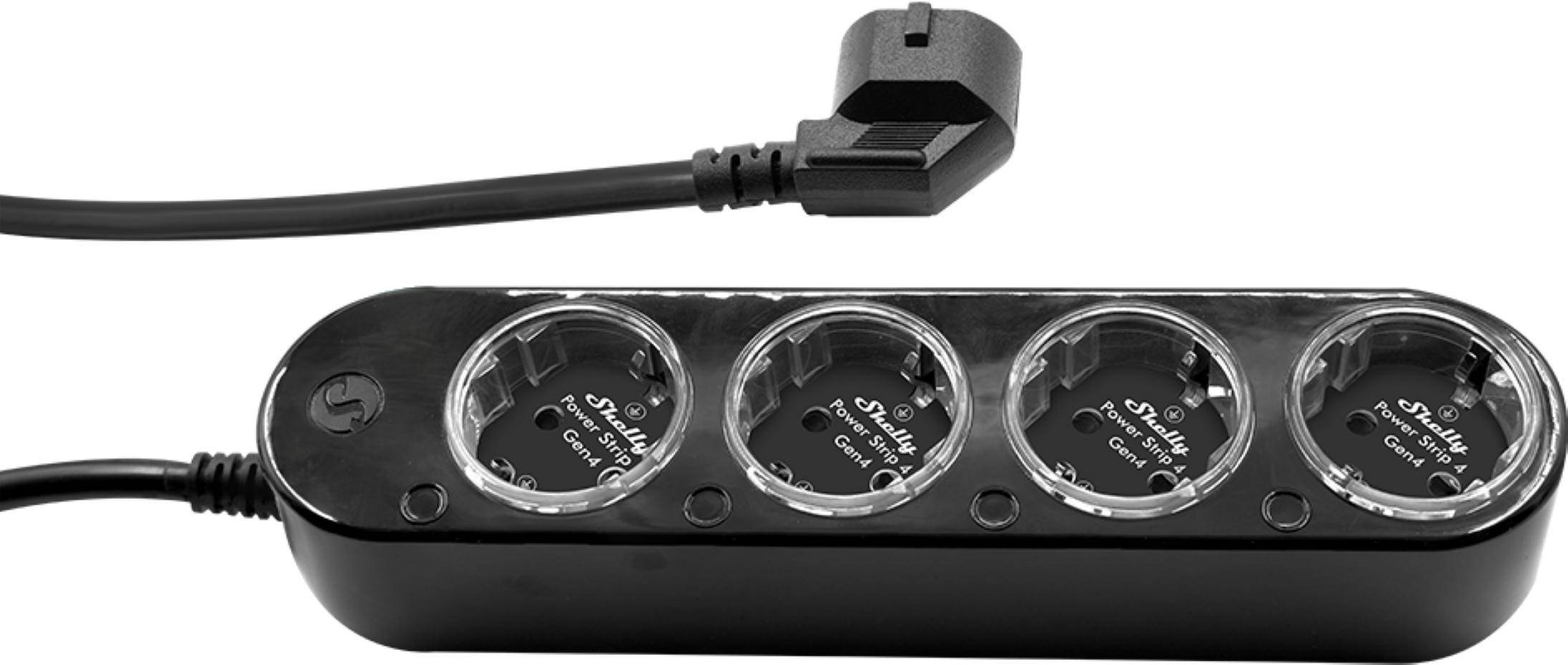 Shelly Power Strip 4 Gen4, Steckdosenleiste, 12A, Messfunktion, WLAN, Zigbee, Matter, BT, schwarz